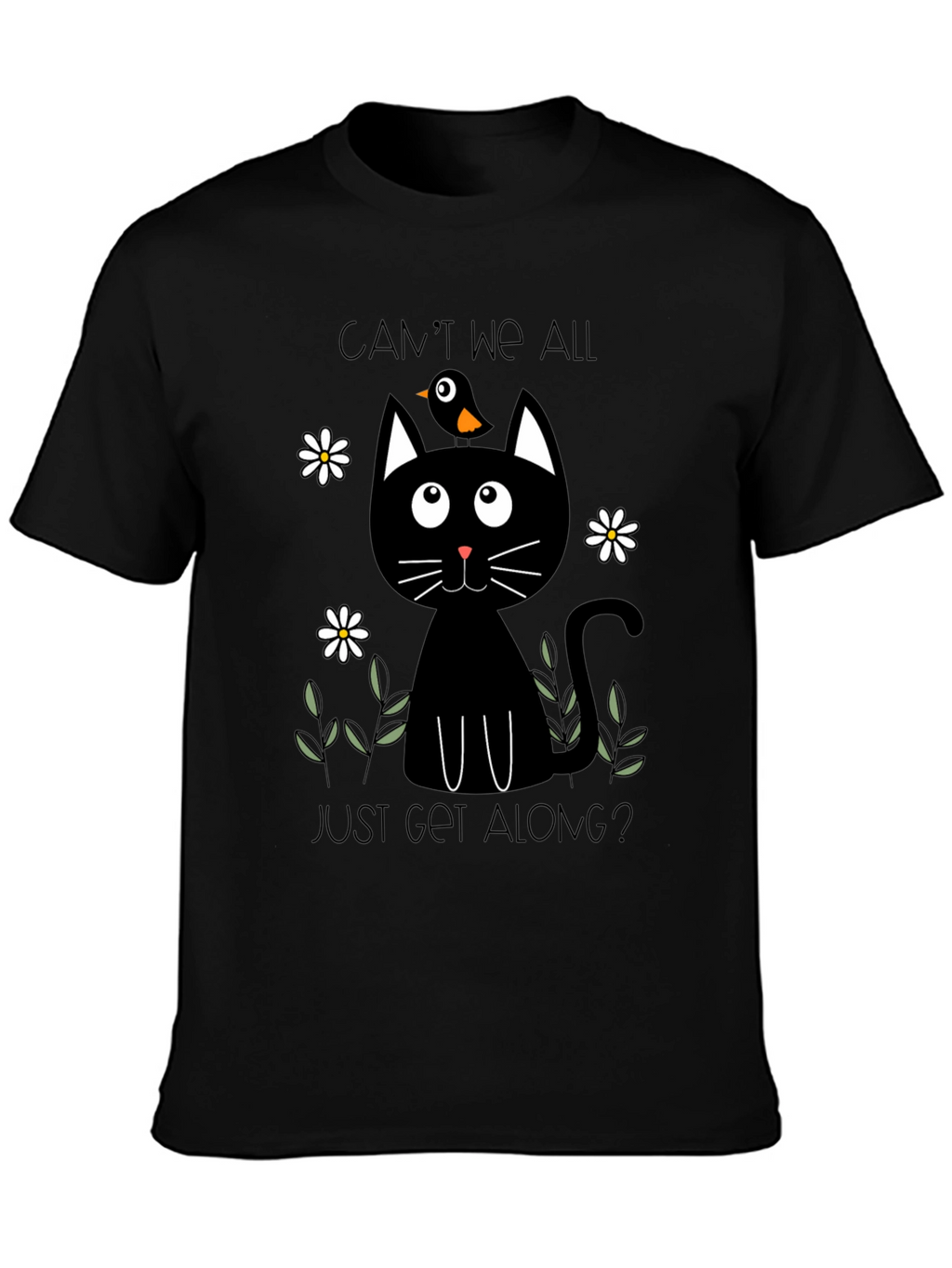 Cant We All Just Get Along? Black Cat T-Shirt