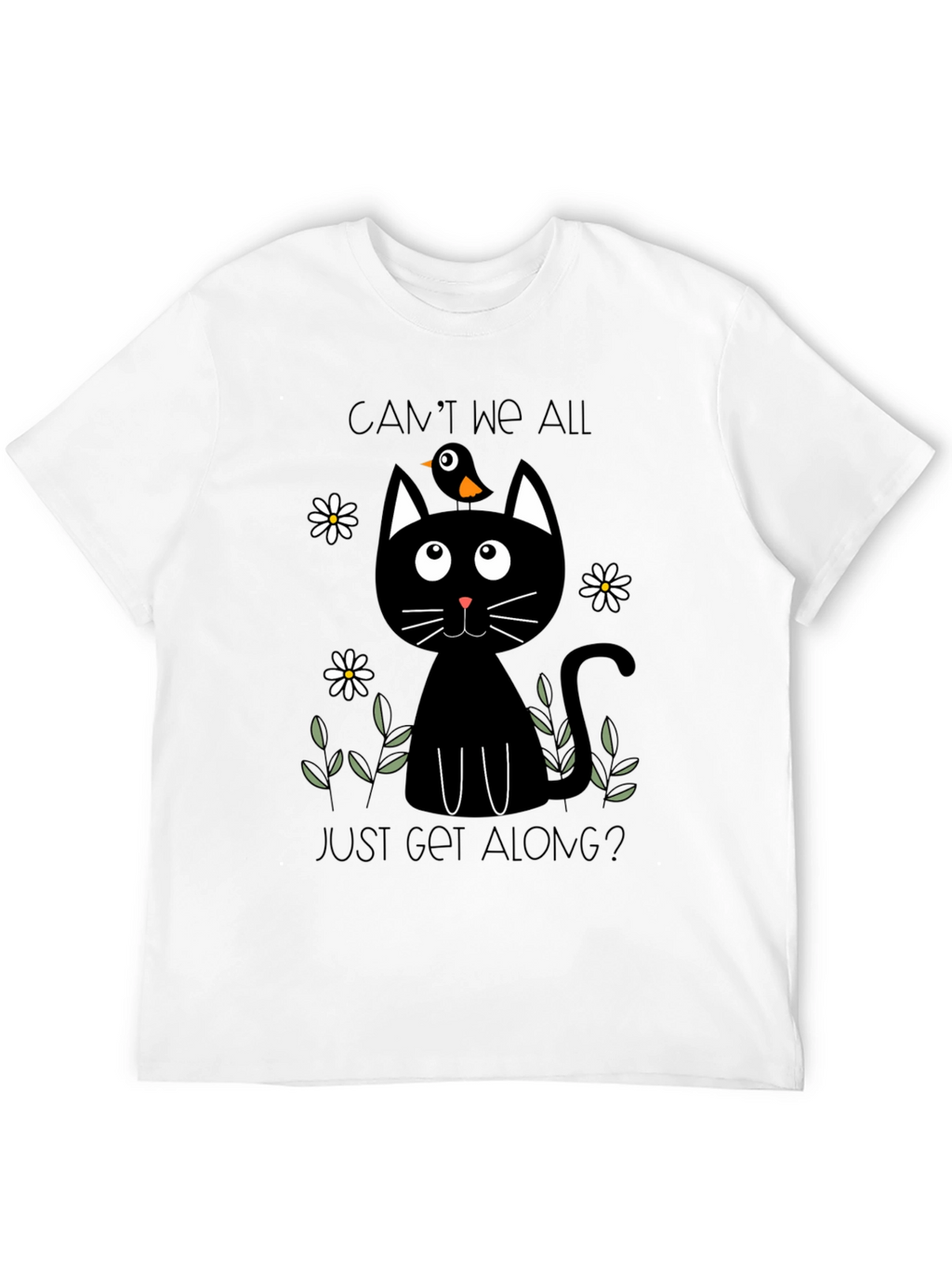 Cant We All Just Get Along? Black Cat T-Shirt