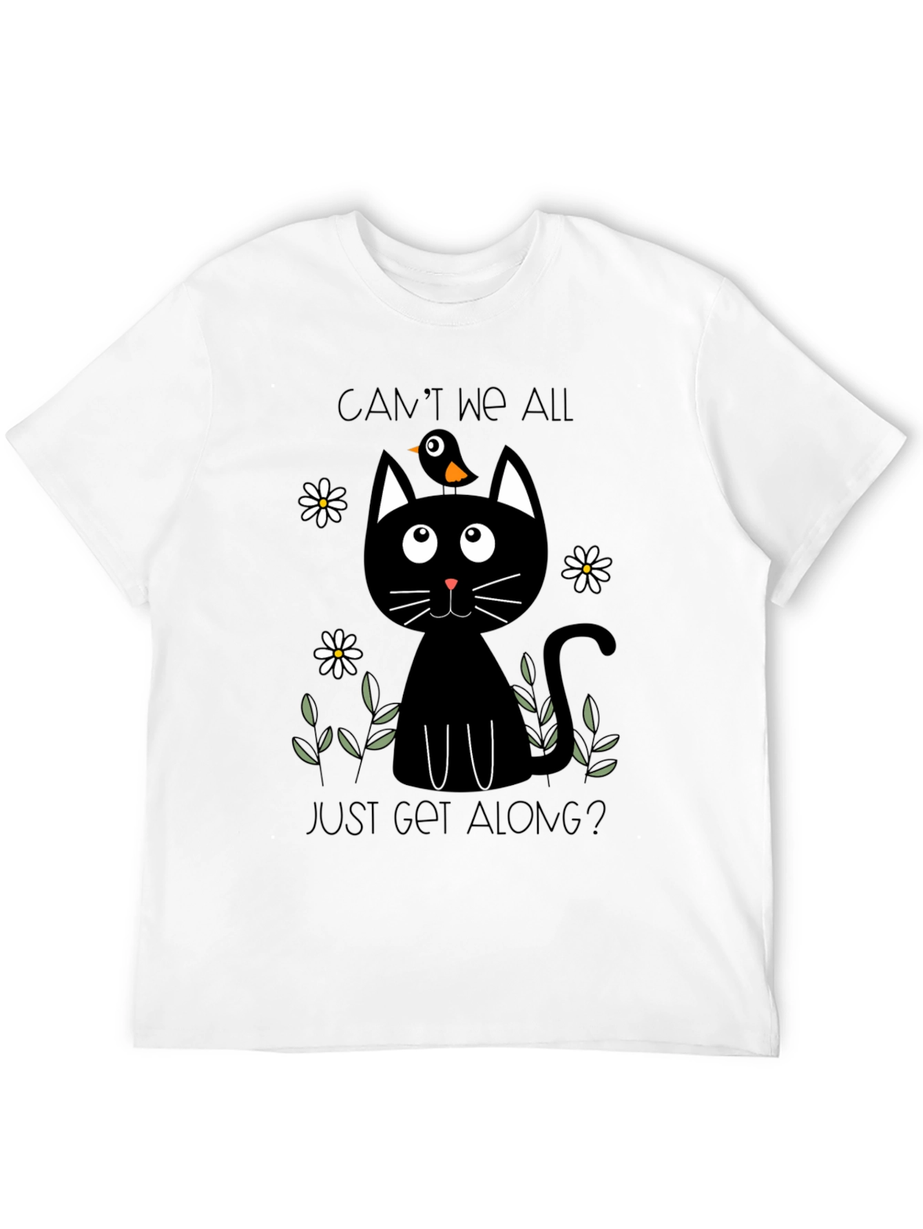 Cant We All Just Get Along? Black Cat T-Shirt