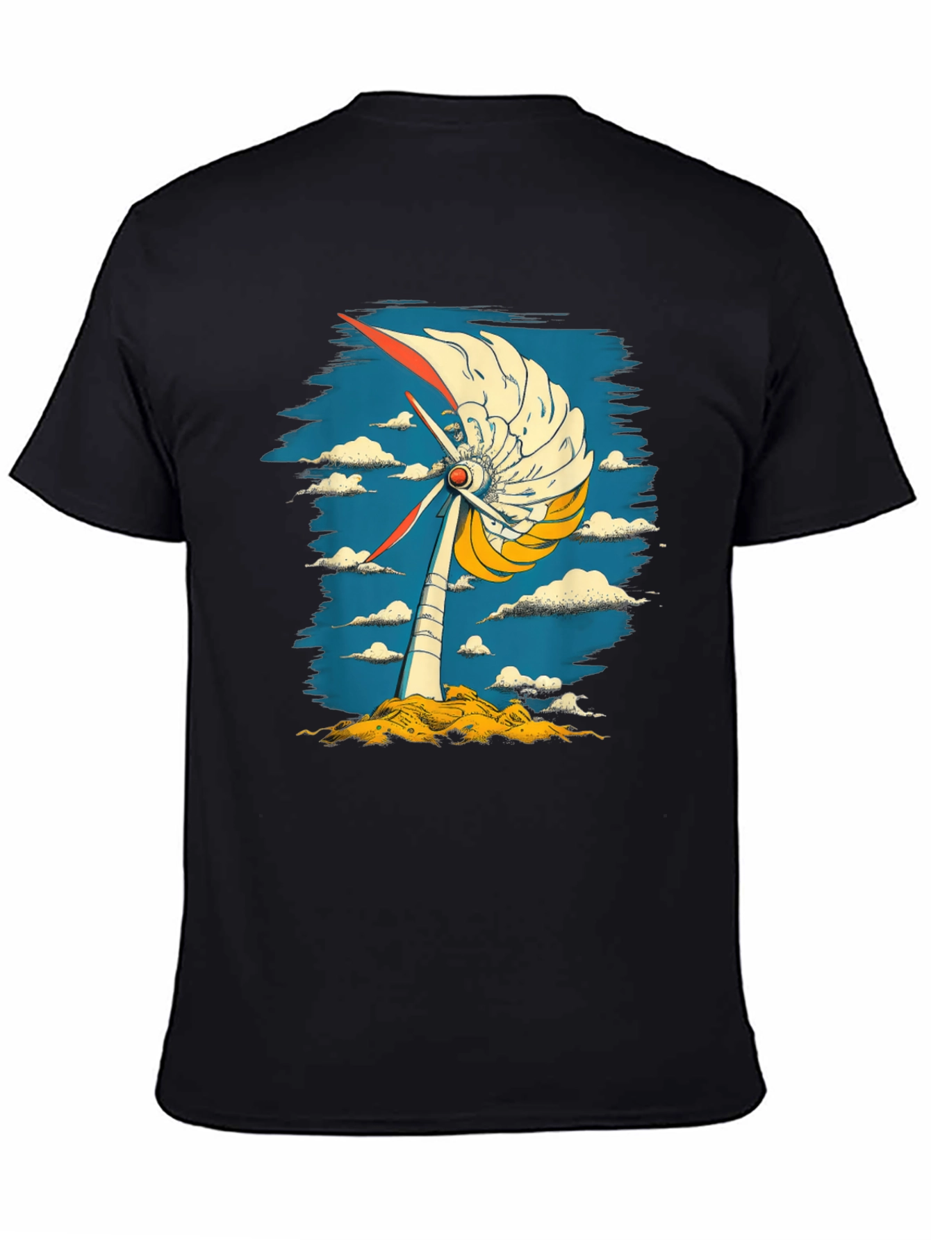 Abstract Windmill Graphic Tee - Modern Art Style