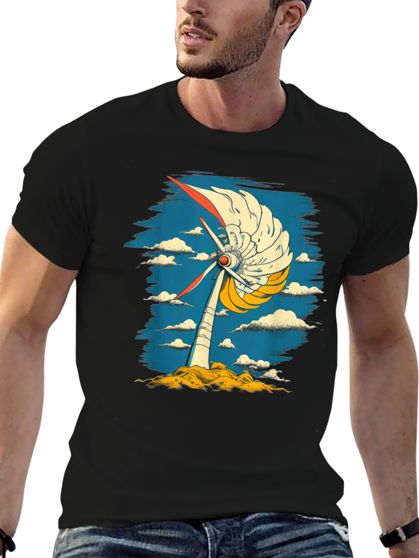 Abstract Windmill Graphic Tee - Modern Art Style