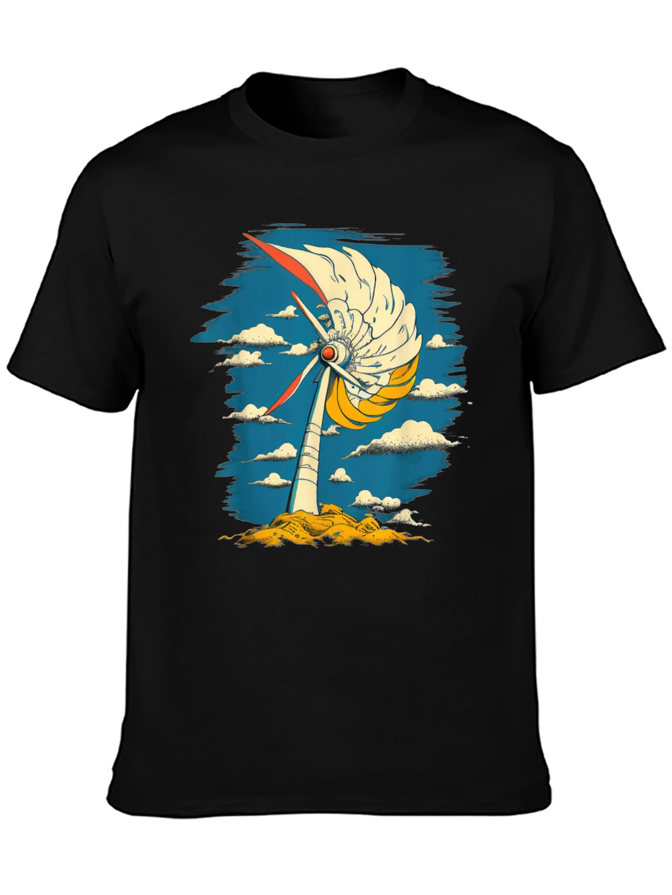 Abstract Windmill Graphic Tee - Modern Art Style