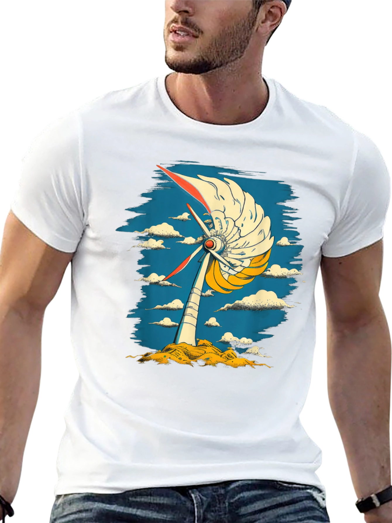 Abstract Windmill Graphic Tee - Modern Art Style