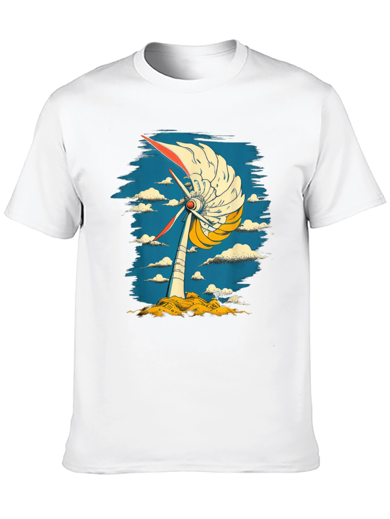 Abstract Windmill Graphic Tee - Modern Art Style