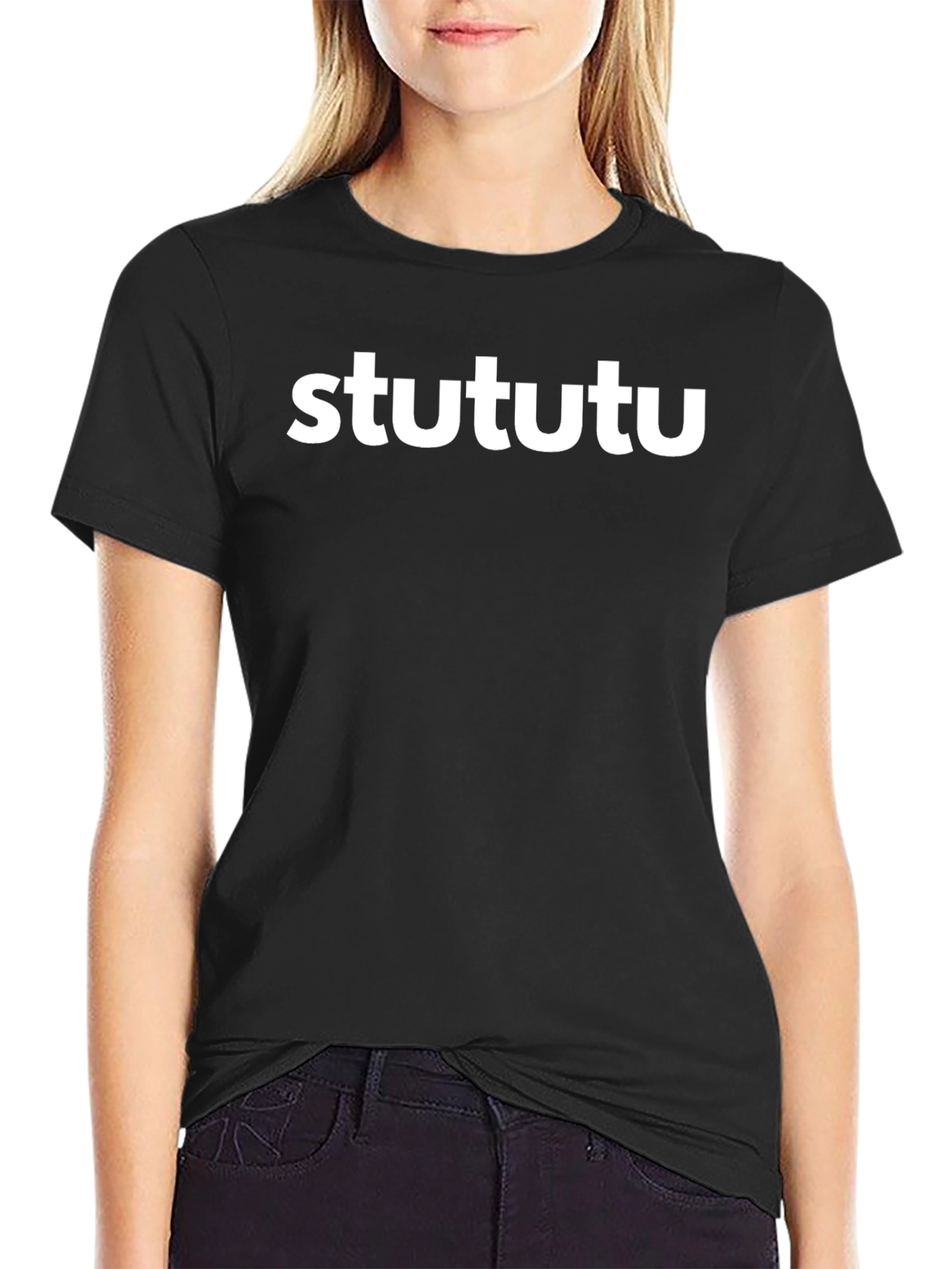 Stututu Graphic Tee - Stylish Black Cotton T-Shirt