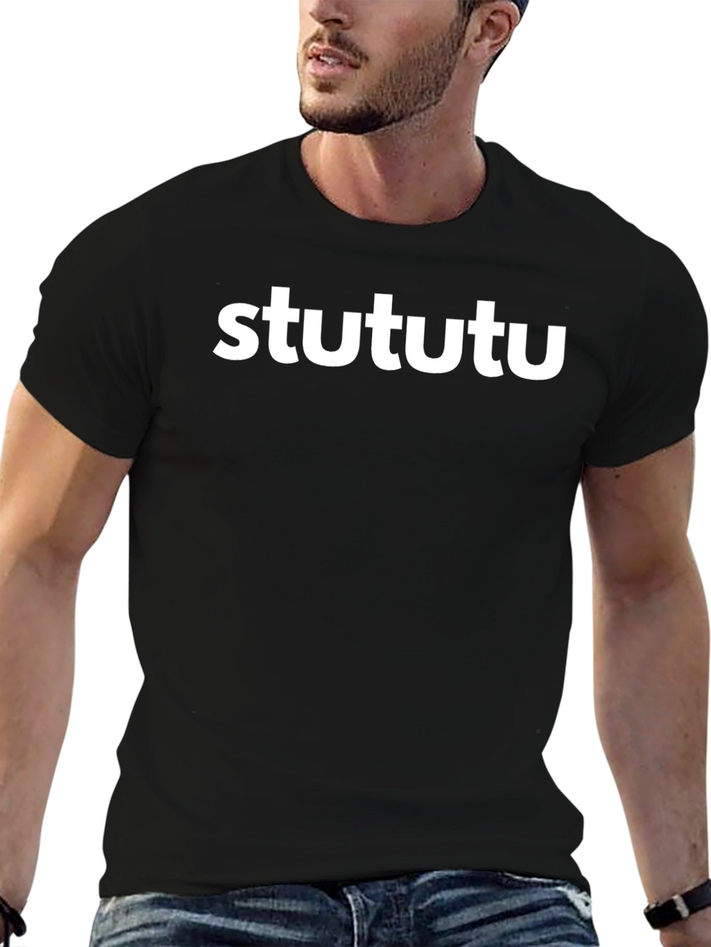 Stututu Graphic Tee - Stylish Black Cotton T-Shirt
