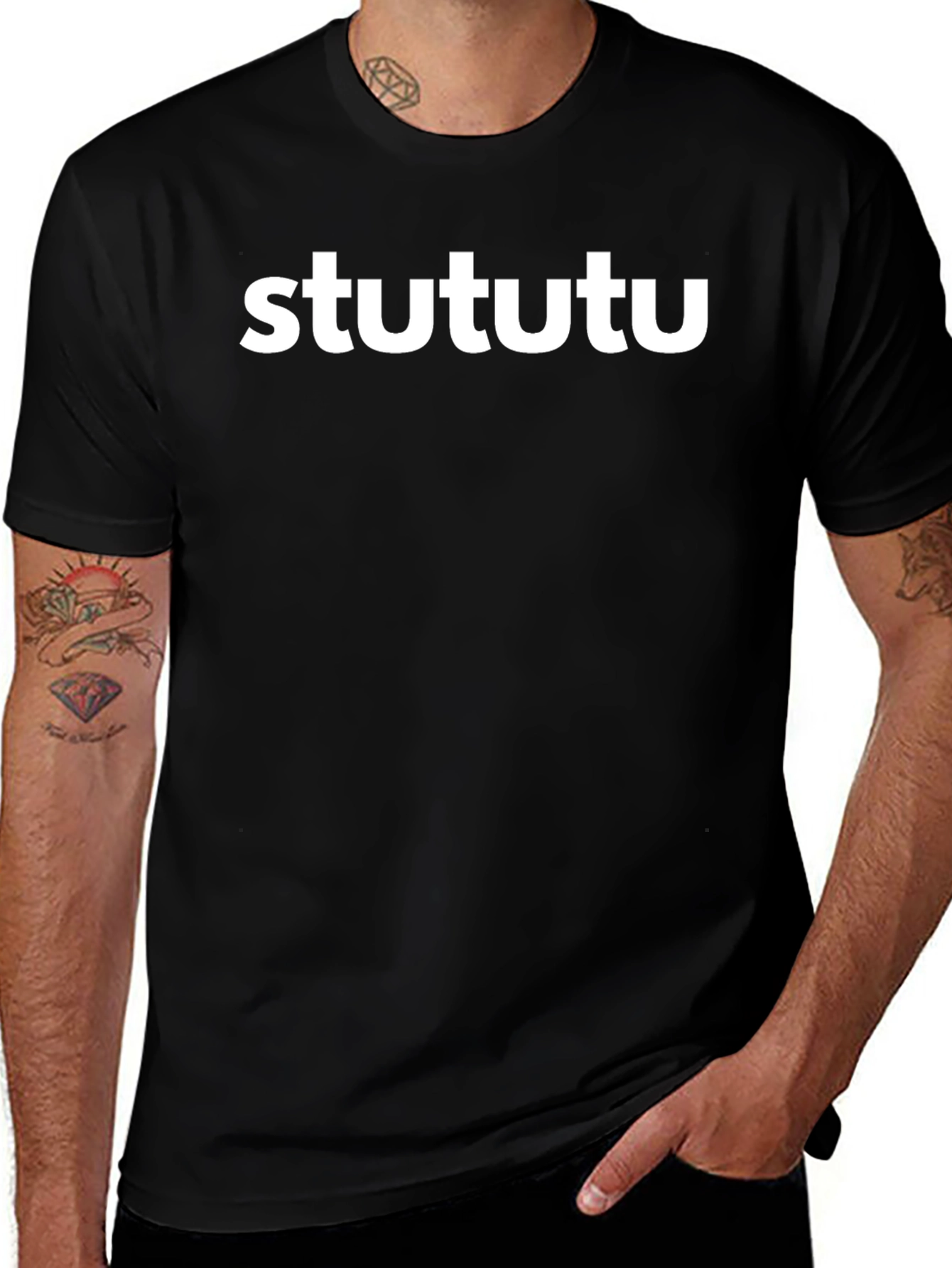 Stututu Graphic Tee - Stylish Black Cotton T-Shirt