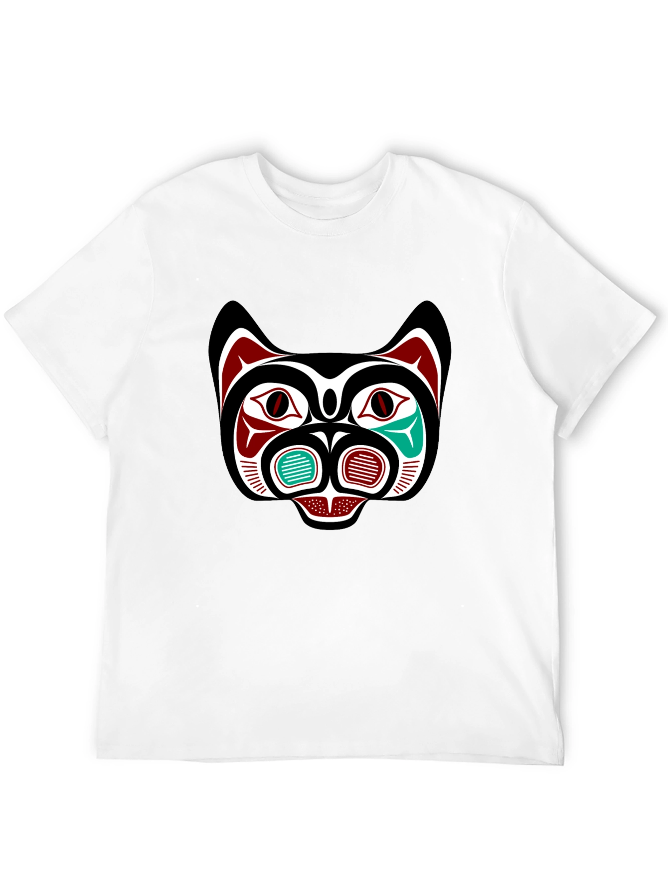 Tribal Bear Face Graphic Tee - Black