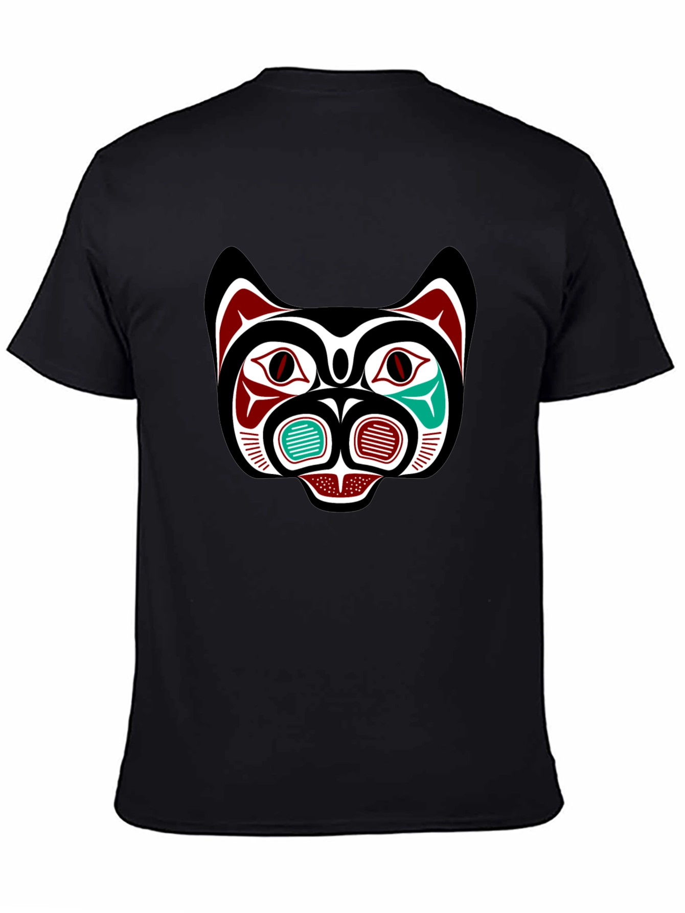Tribal Bear Face Graphic Tee - Black