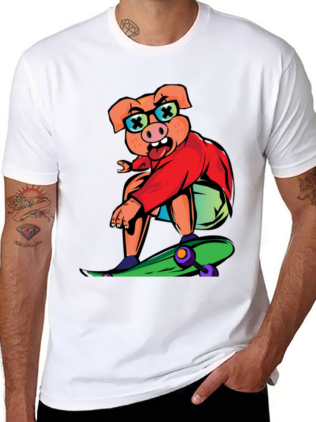 Skateboarding Pig Graphic Tee