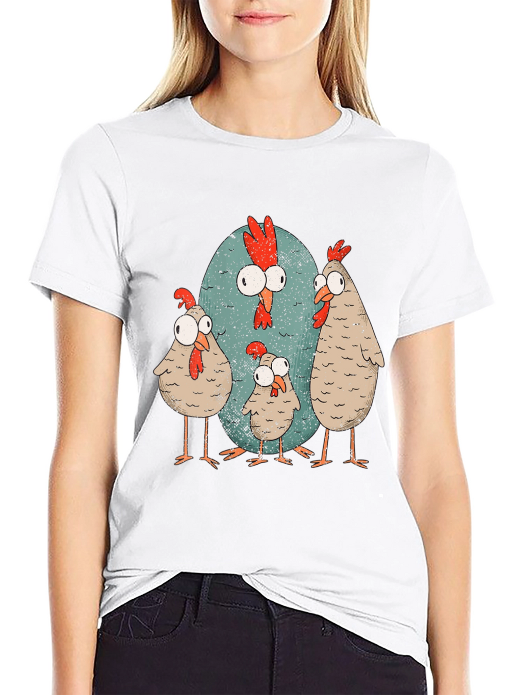Funny Chicken Graphic Tee - Quirky Cartoon Design
