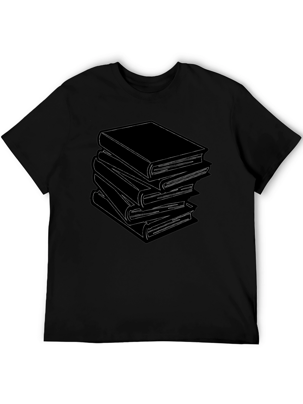 Stacked Books Graphic Tee - Literary Style T-Shirt