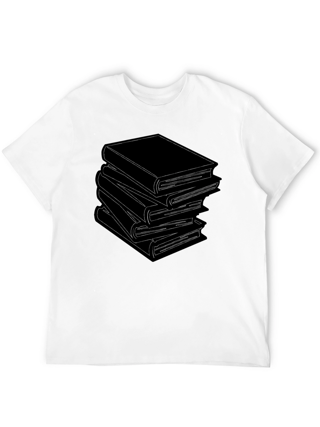 Stacked Books Graphic Tee - Literary Style T-Shirt