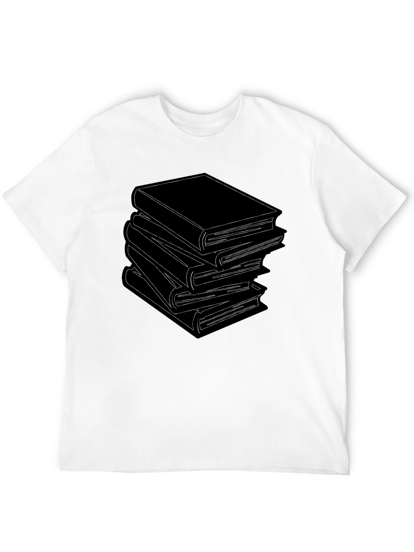 Stacked Books Graphic Tee - Literary Style T-Shirt