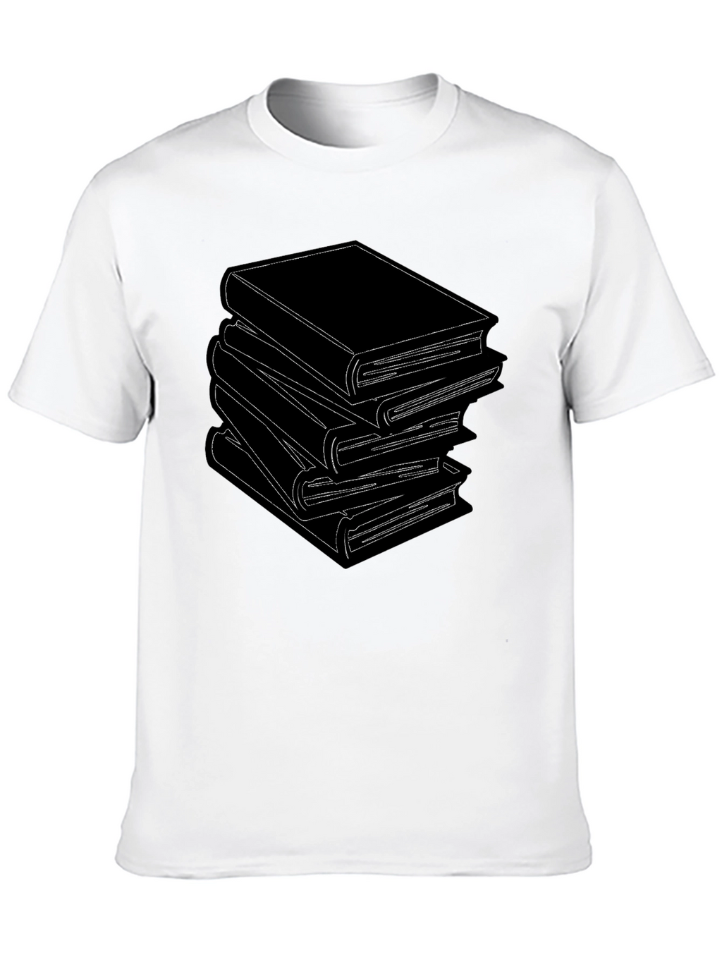 Stacked Books Graphic Tee - Literary Style T-Shirt