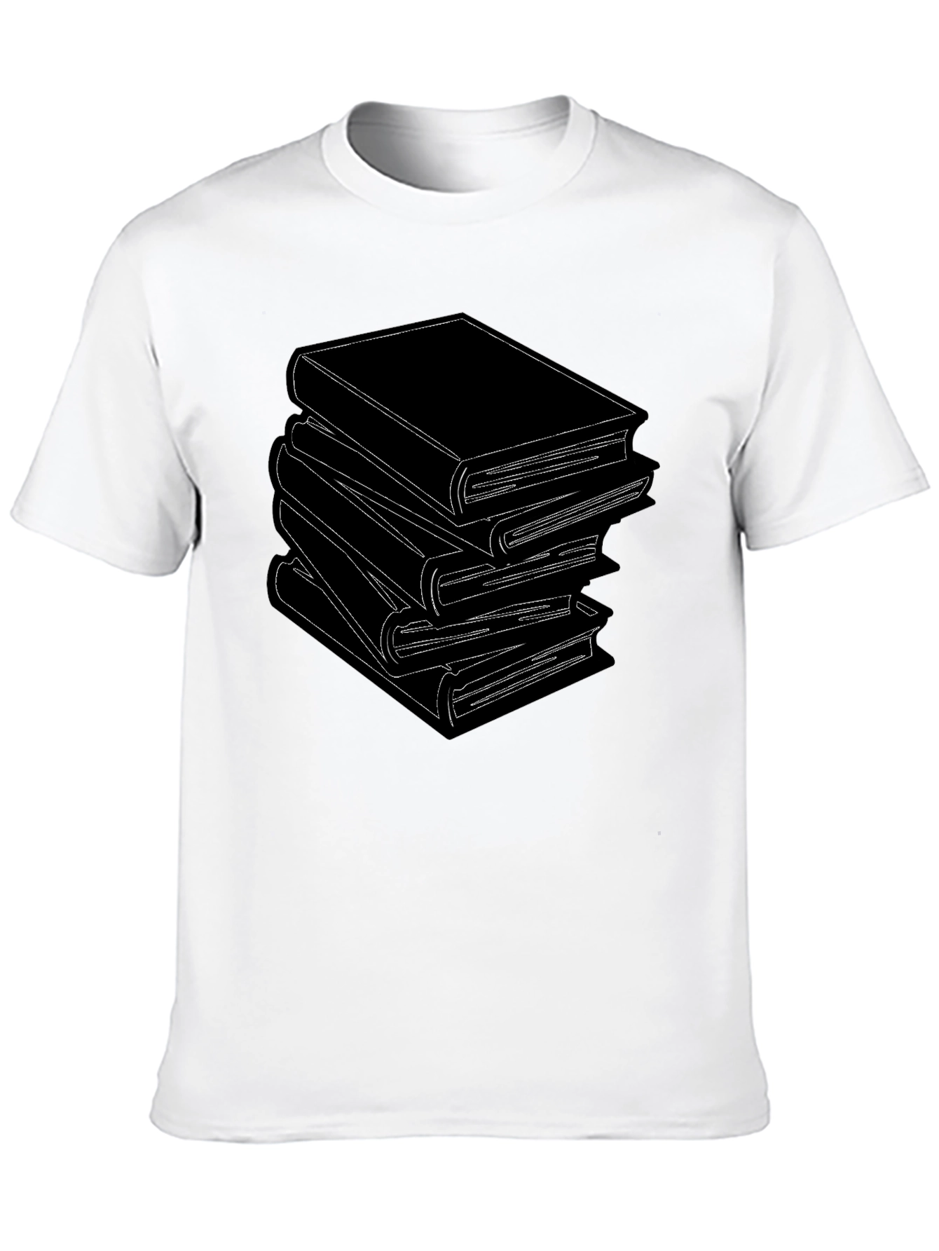 Stacked Books Graphic Tee - Literary Style T-Shirt