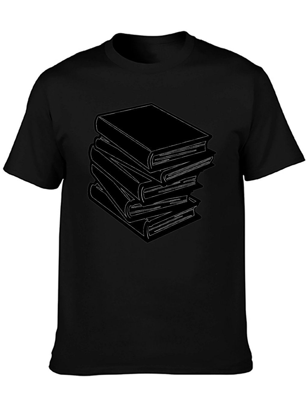 Stacked Books Graphic Tee - Literary Style T-Shirt