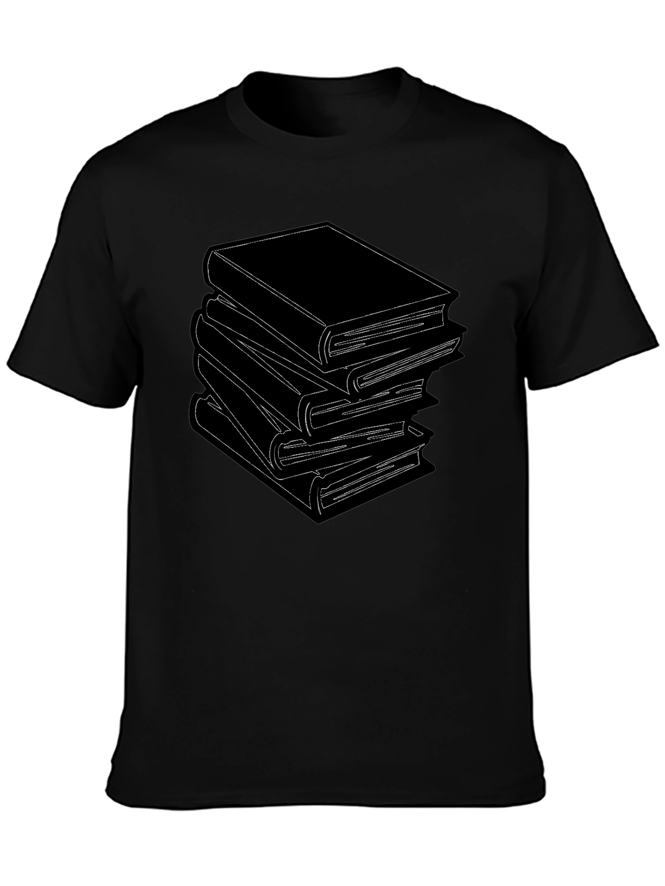 Stacked Books Graphic Tee - Literary Style T-Shirt