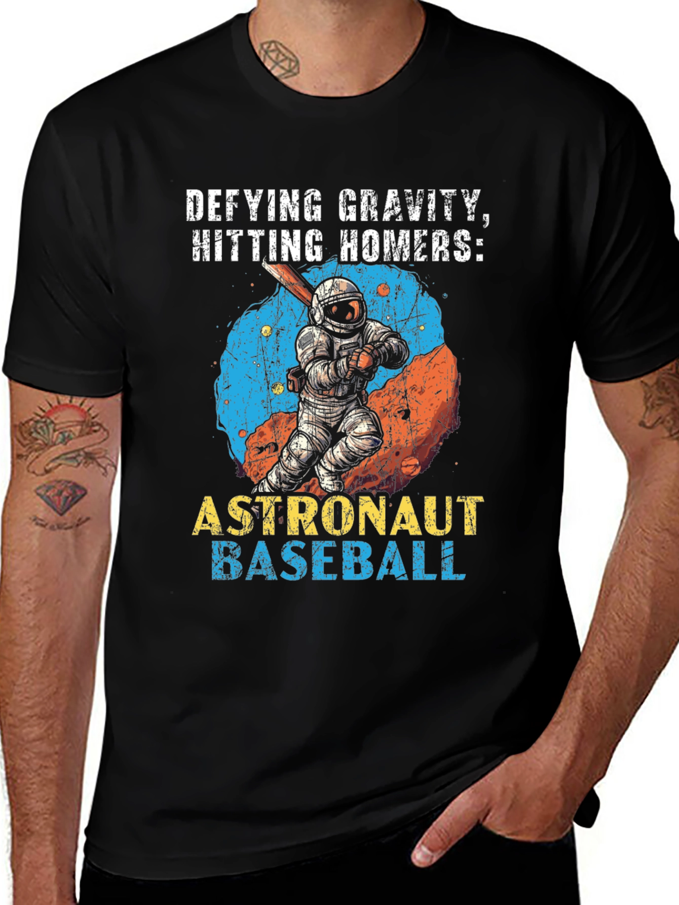 Defying Gravity Astronaut Baseball T-Shirt