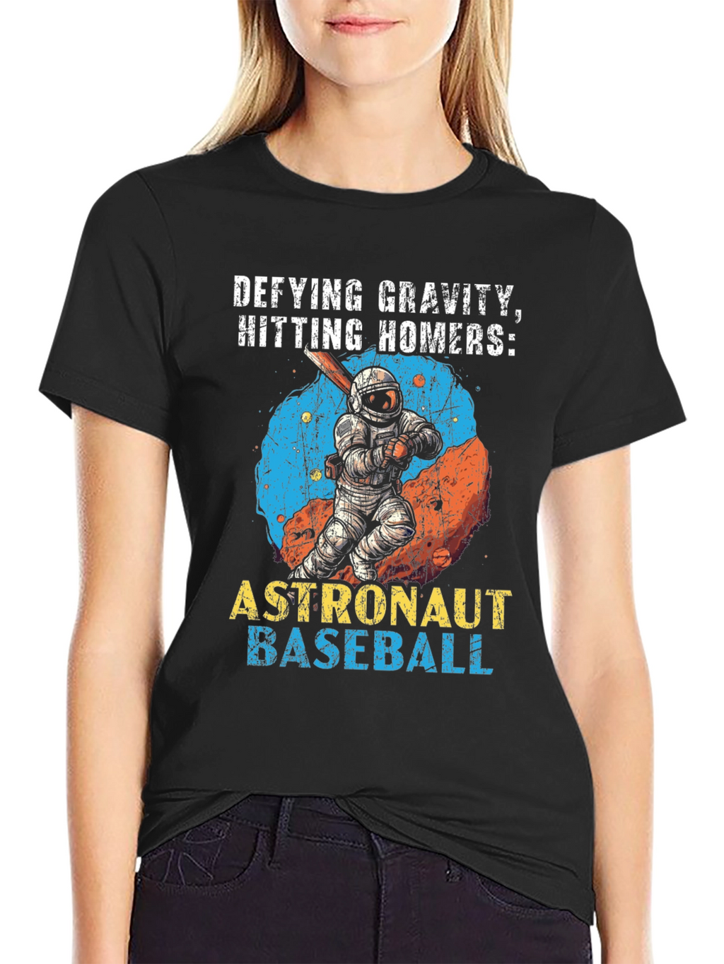 Defying Gravity Astronaut Baseball T-Shirt