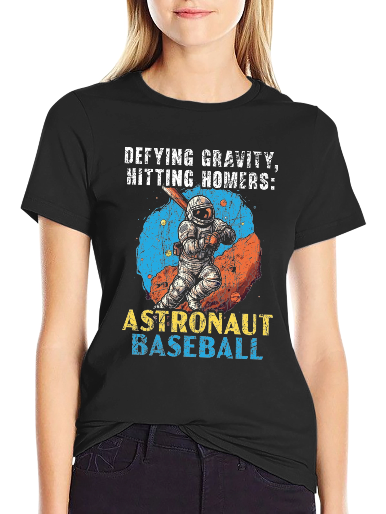 Defying Gravity Astronaut Baseball T-Shirt