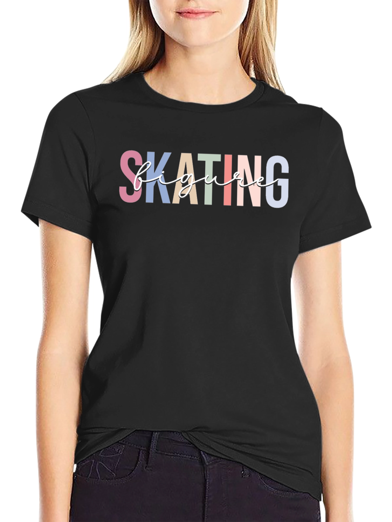 Figure Skating T-Shirt - Black Short Sleeve Tee