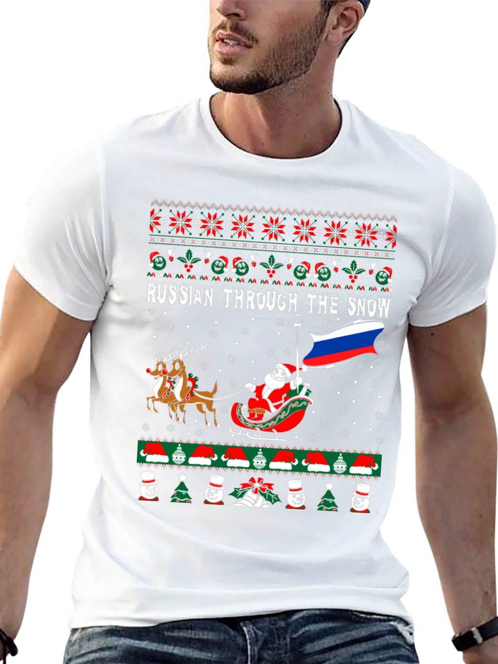 Russian Through the Snow Ugly Christmas T-Shirt