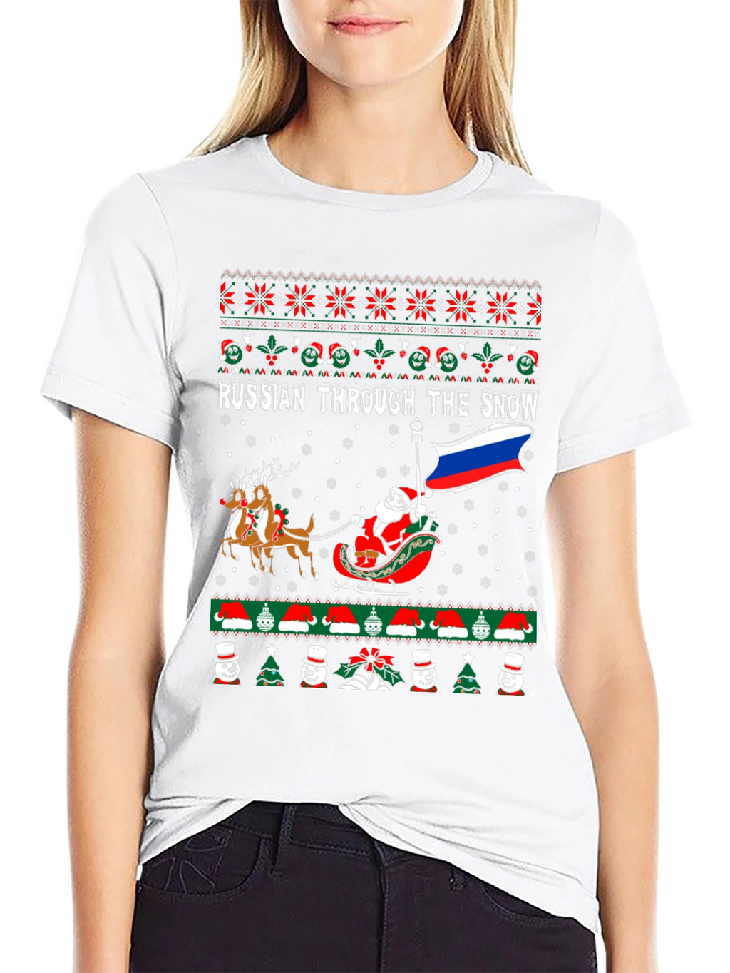 Russian Through the Snow Ugly Christmas T-Shirt