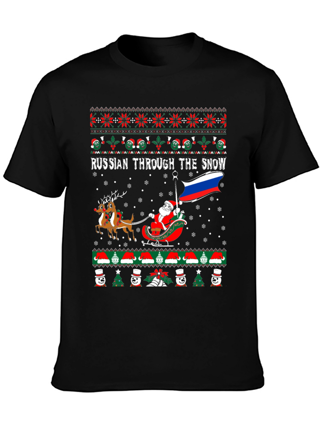 Russian Through the Snow Ugly Christmas T-Shirt