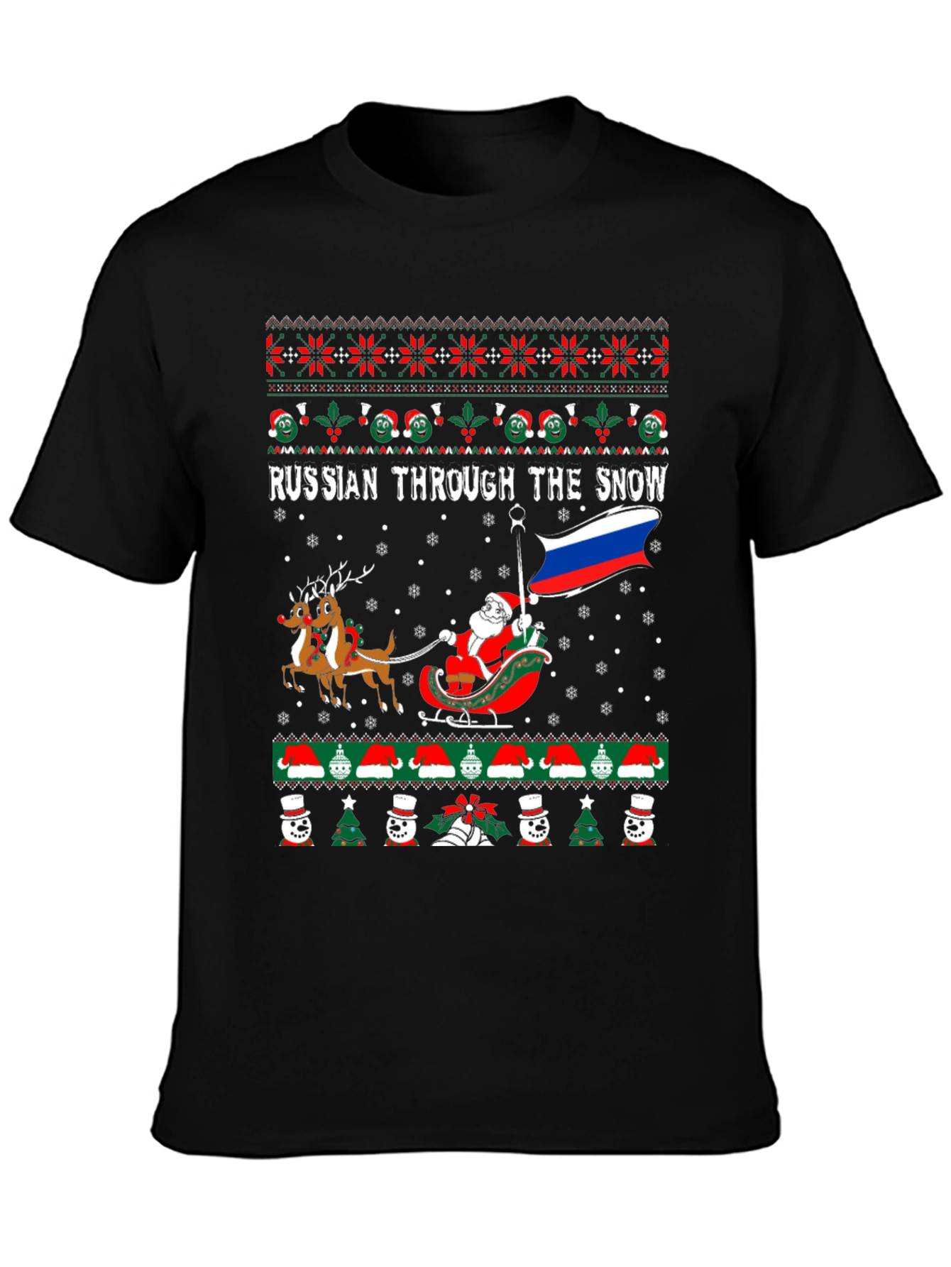 Russian Through the Snow Ugly Christmas T-Shirt