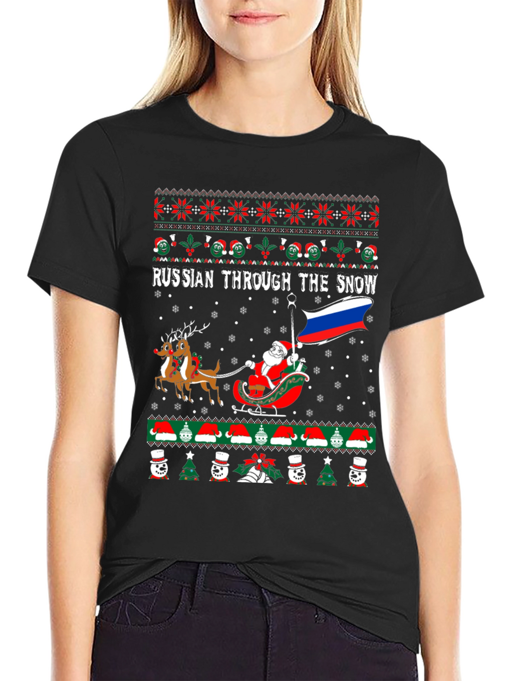 Russian Through the Snow Ugly Christmas T-Shirt