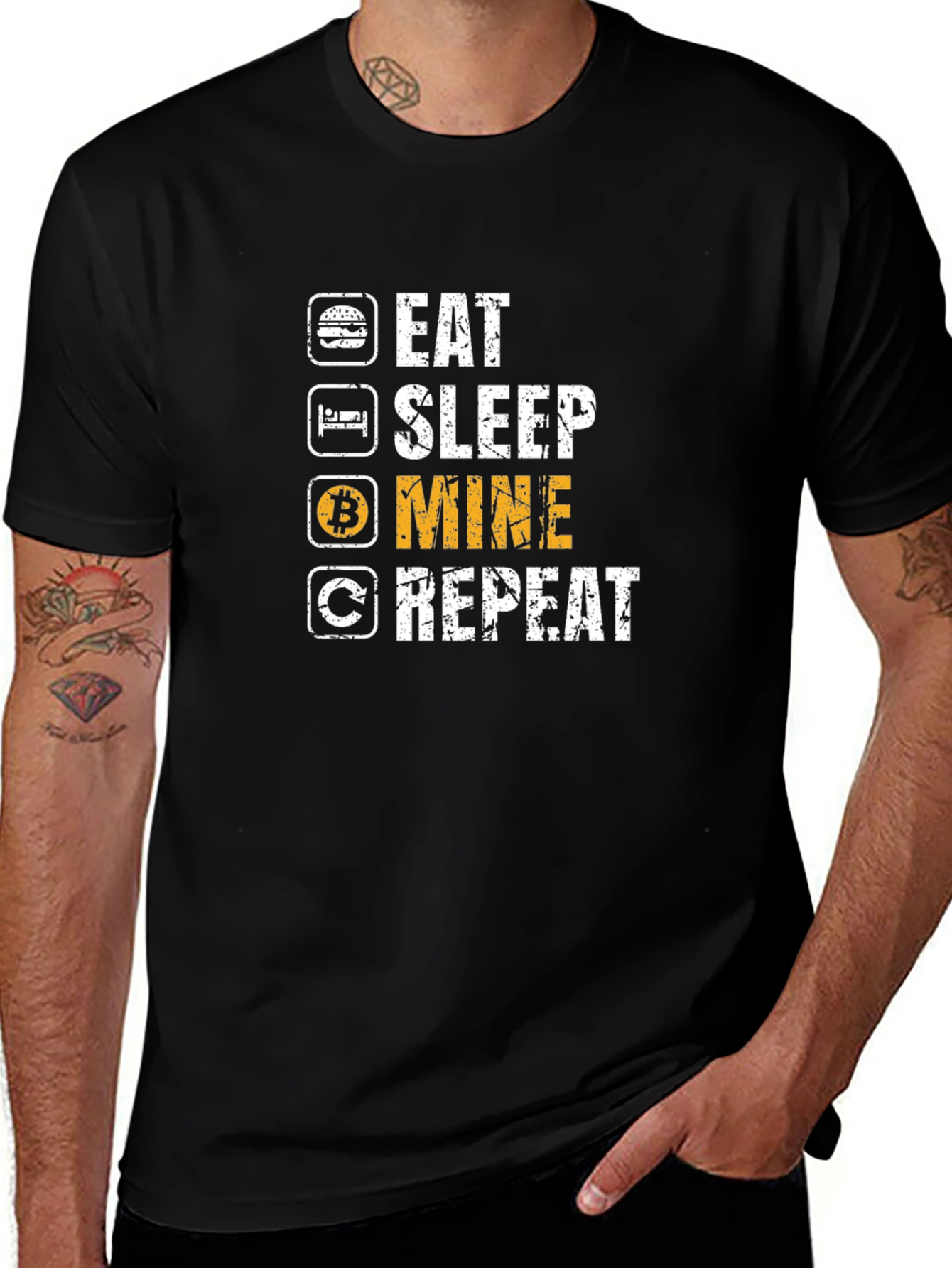 Eat Sleep Mine Repeat Bitcoin Crypto T-Shirt
