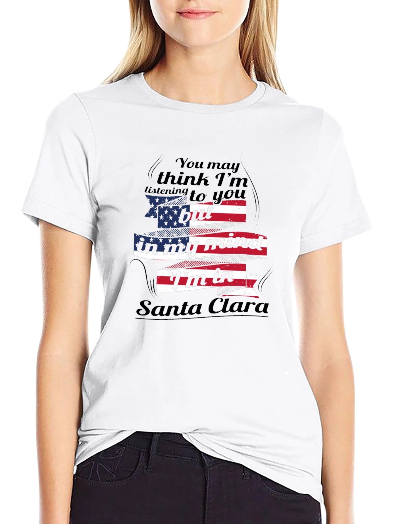 Santa Clara Mind USA Flag Graphic Tee