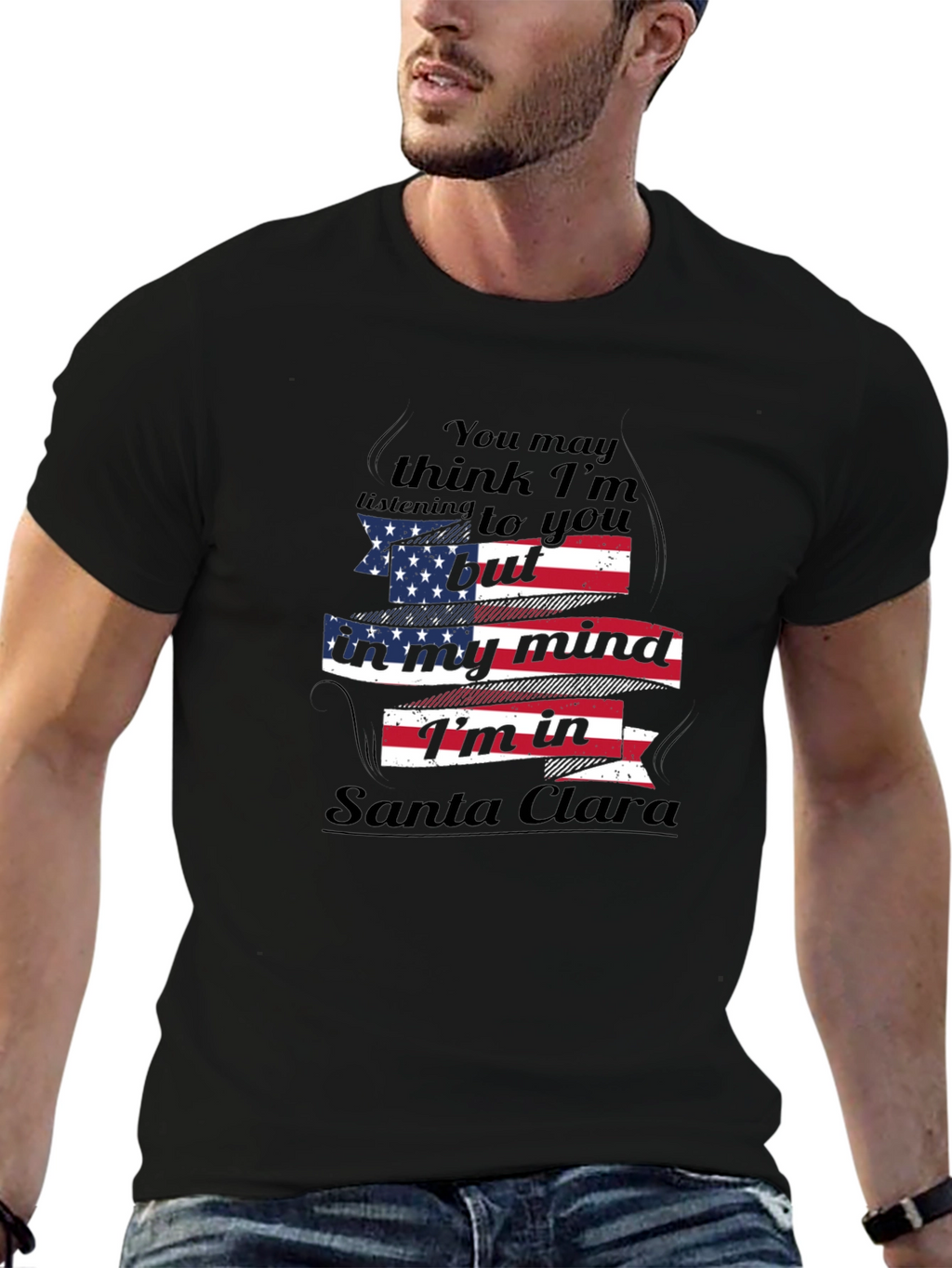 Santa Clara Mind USA Flag Graphic Tee