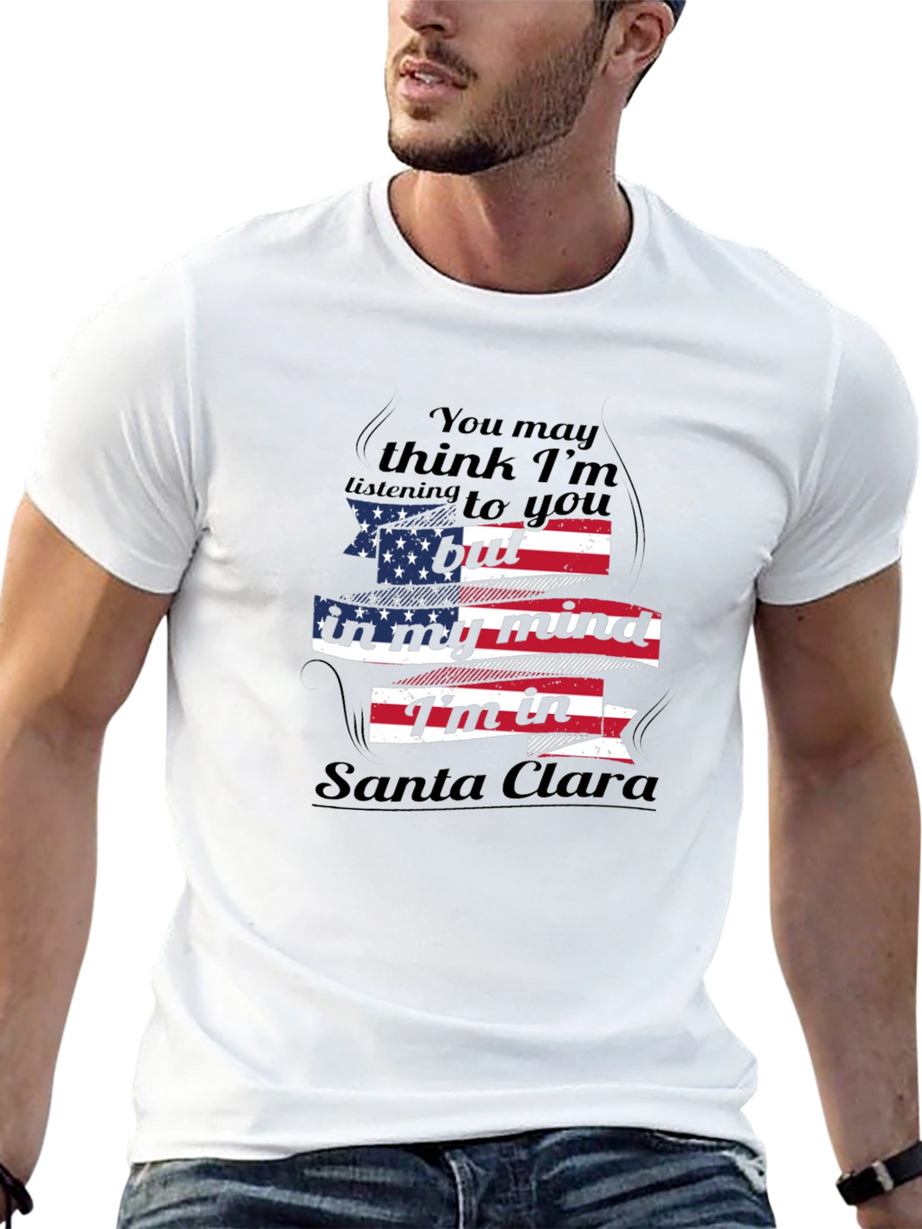Santa Clara Mind USA Flag Graphic Tee