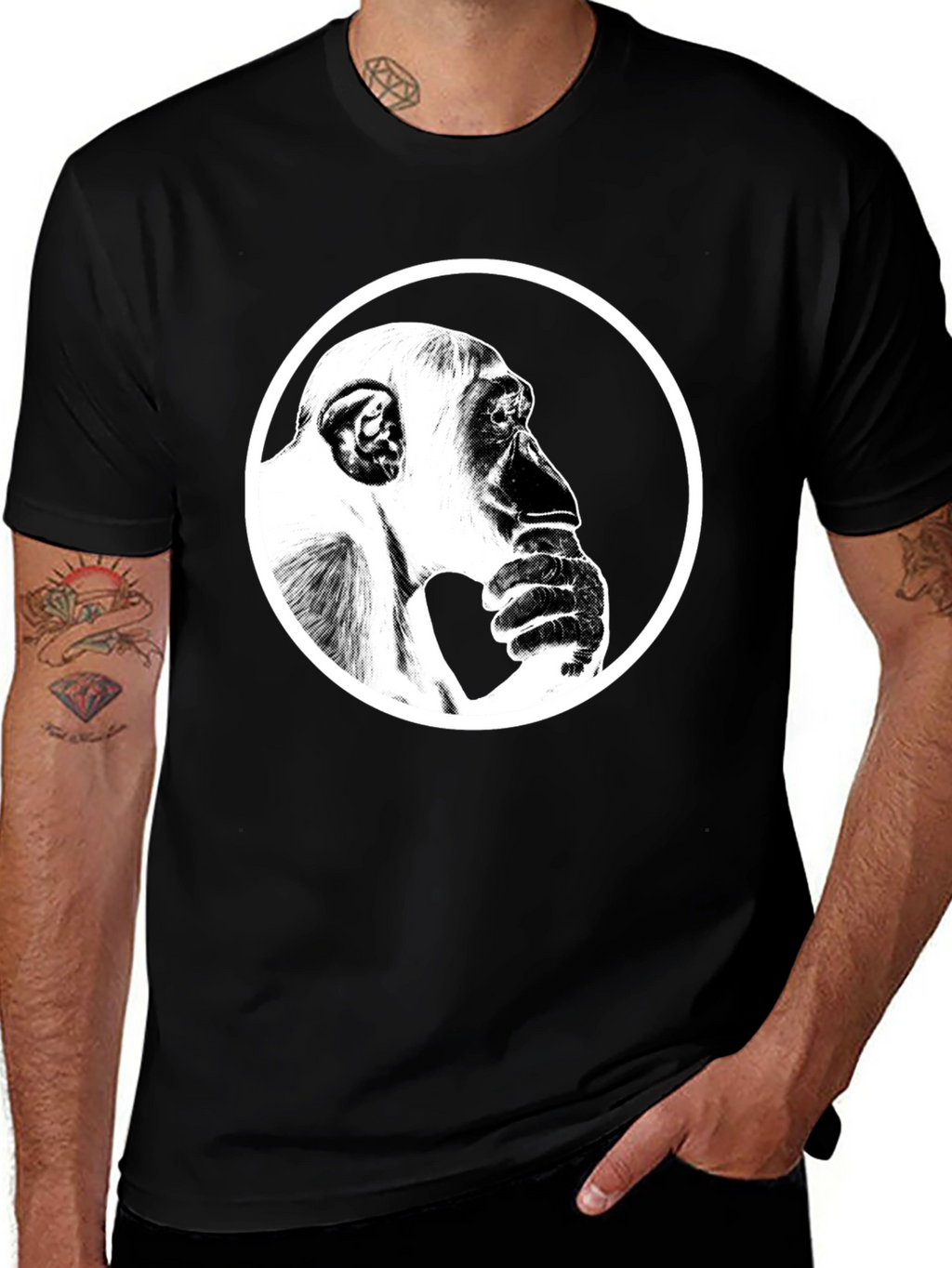 Thinking Chimpanzee Graphic T-Shirt