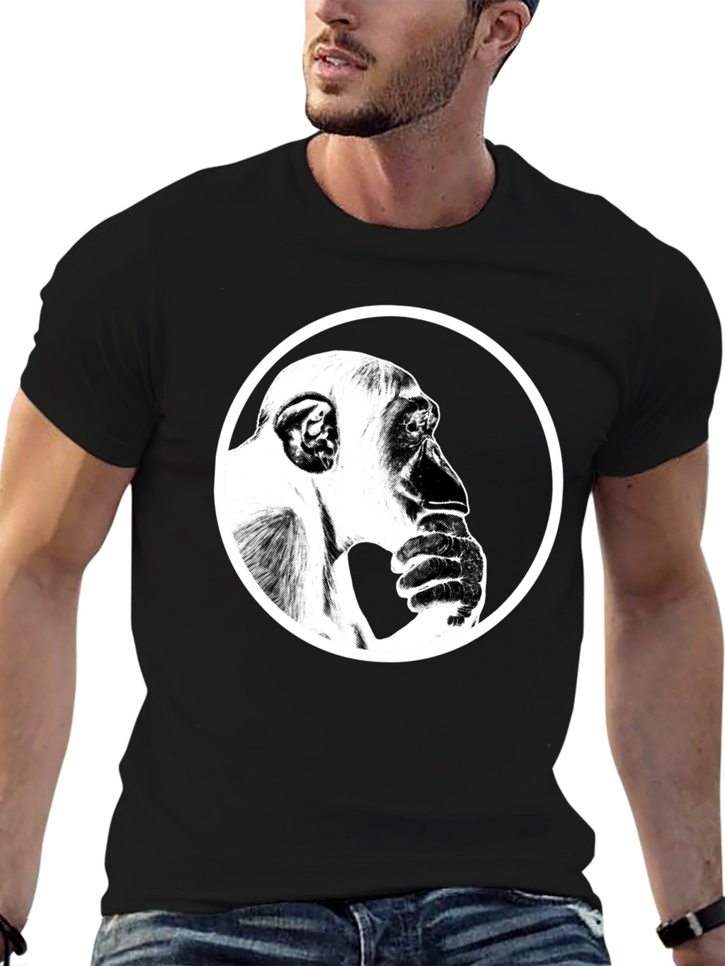 Thinking Chimpanzee Graphic T-Shirt