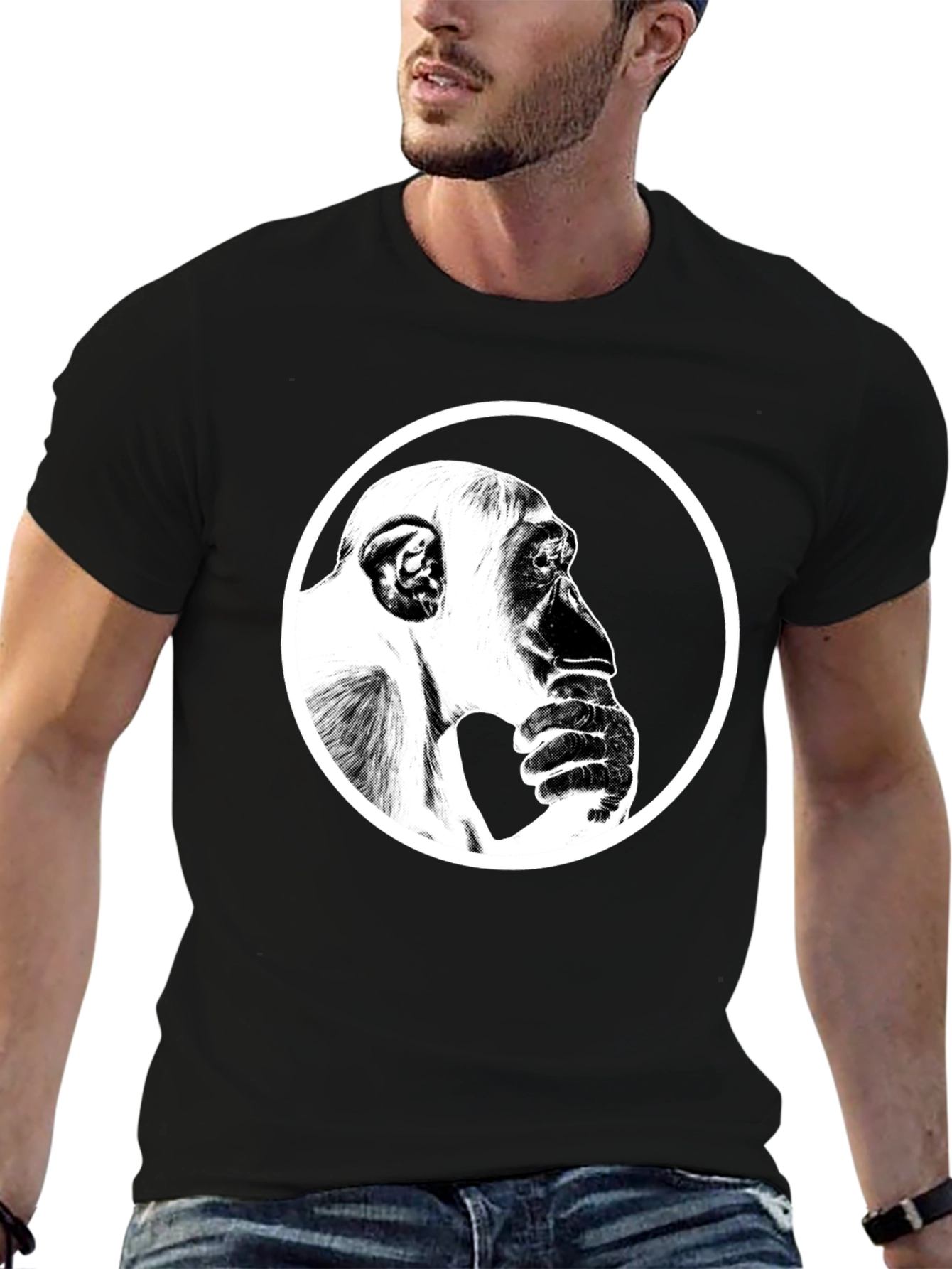 Thinking Chimpanzee Graphic T-Shirt