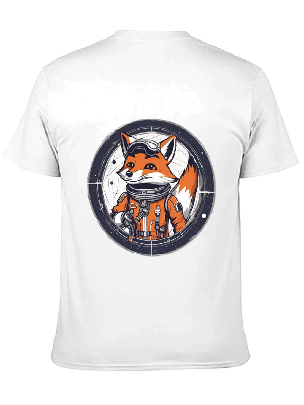 Astronaut Fox Graphic Tee - Black Cotton T-Shirt