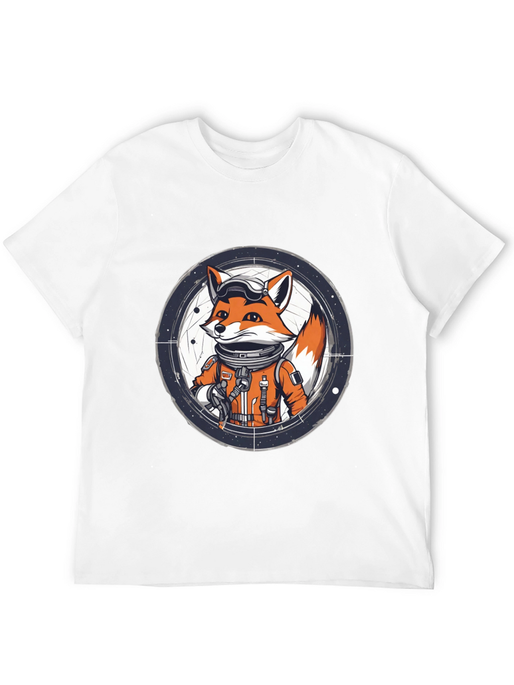 Astronaut Fox Graphic Tee - Black Cotton T-Shirt
