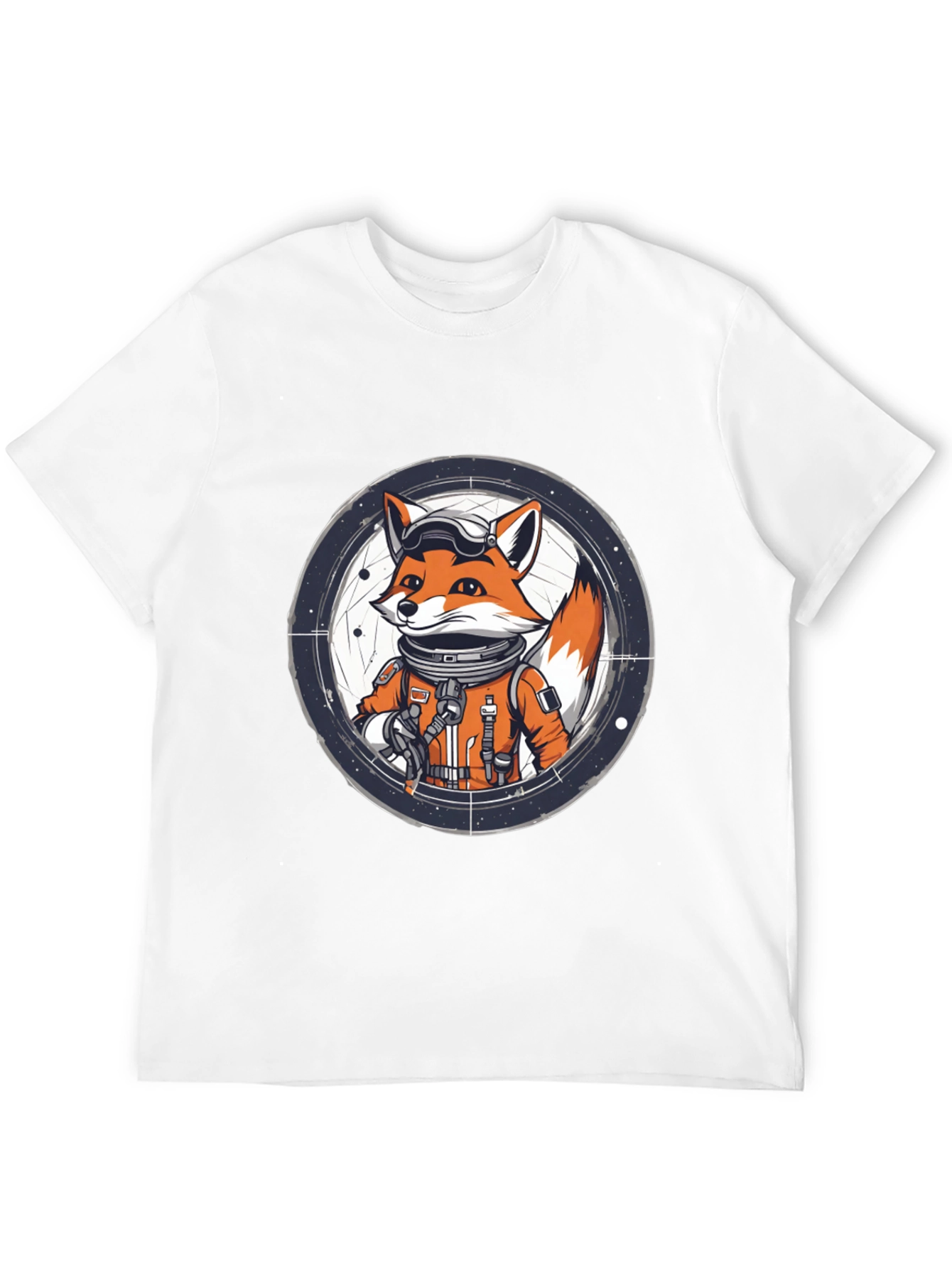 Astronaut Fox Graphic Tee - Black Cotton T-Shirt