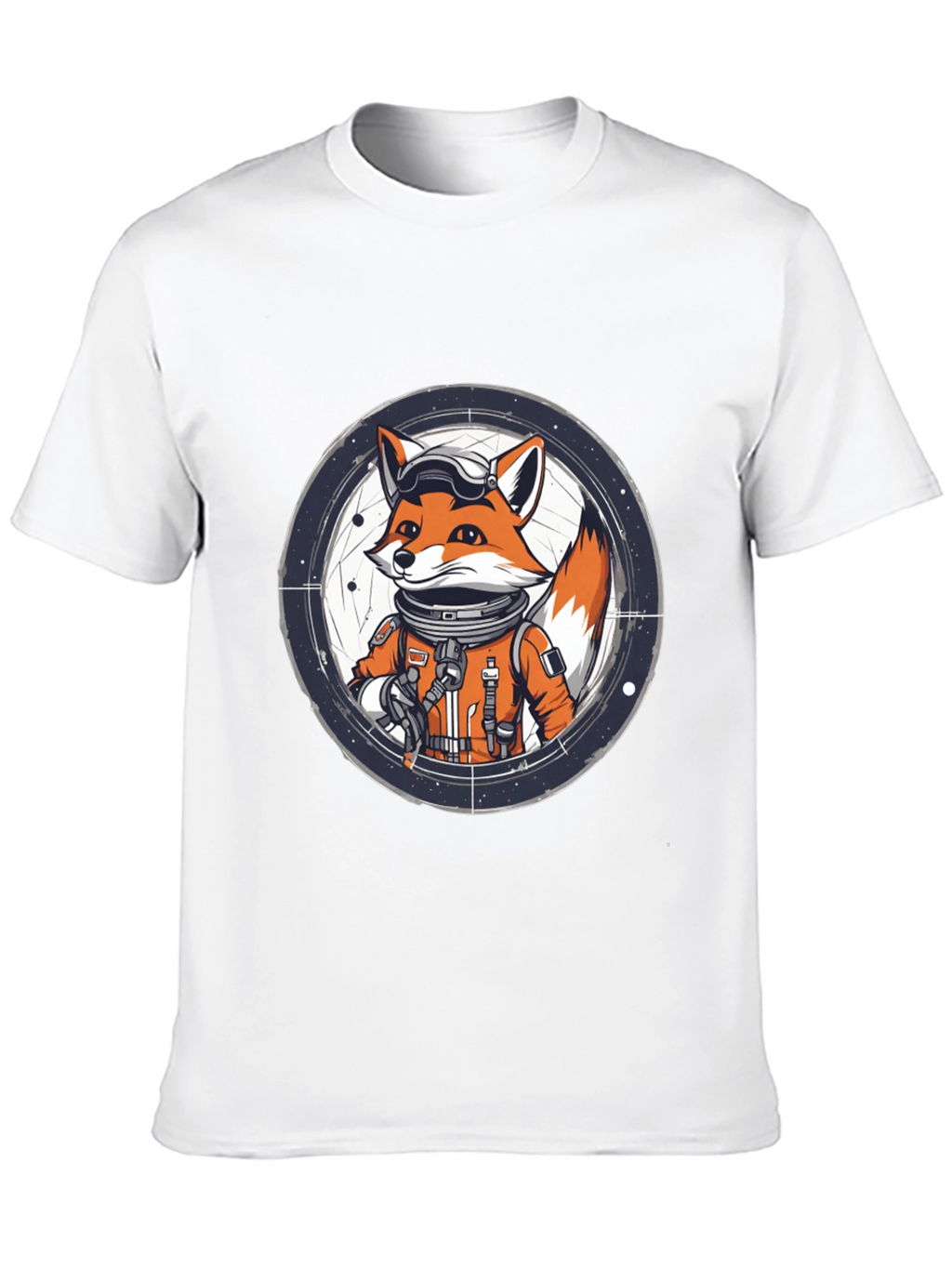 Astronaut Fox Graphic Tee - Black Cotton T-Shirt