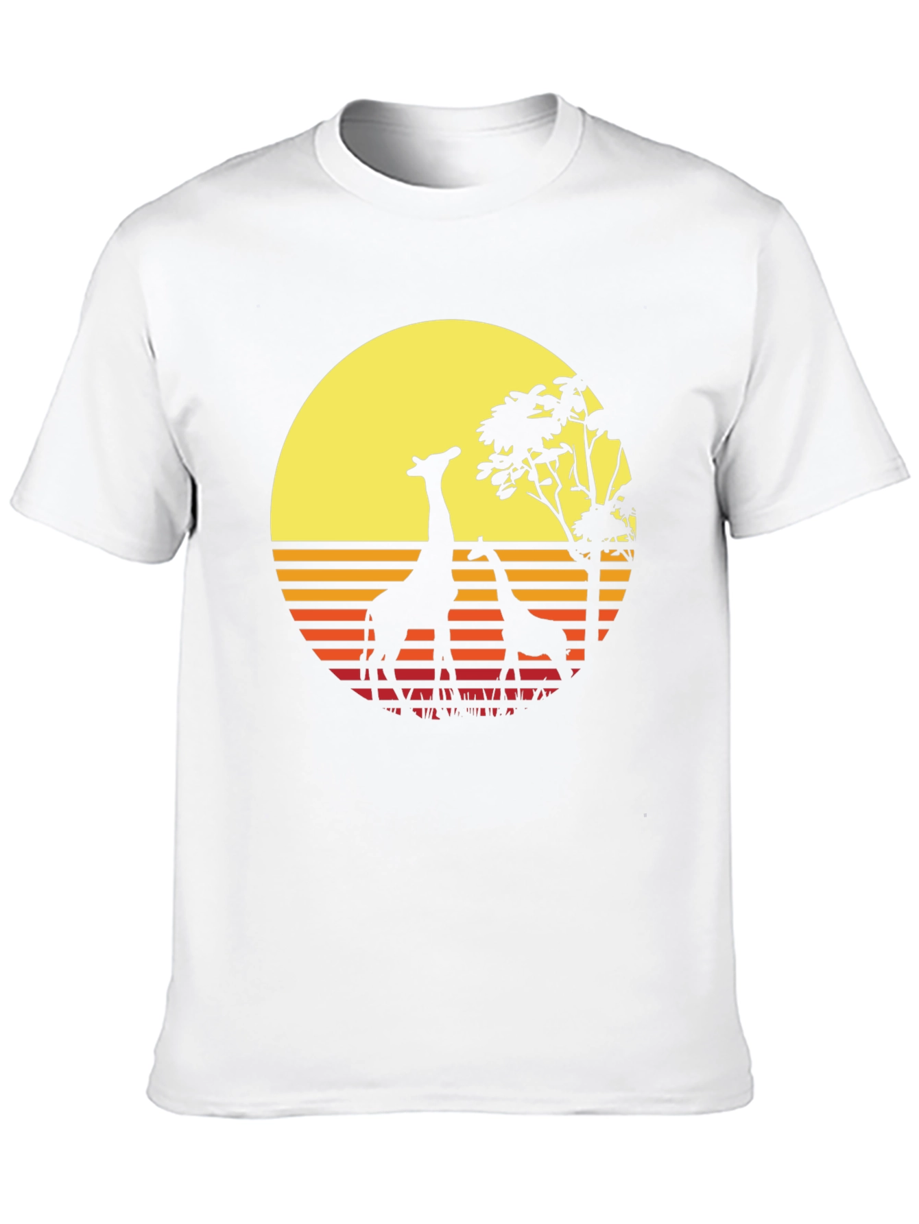 Retro Giraffe Sunset T-Shirt - Black