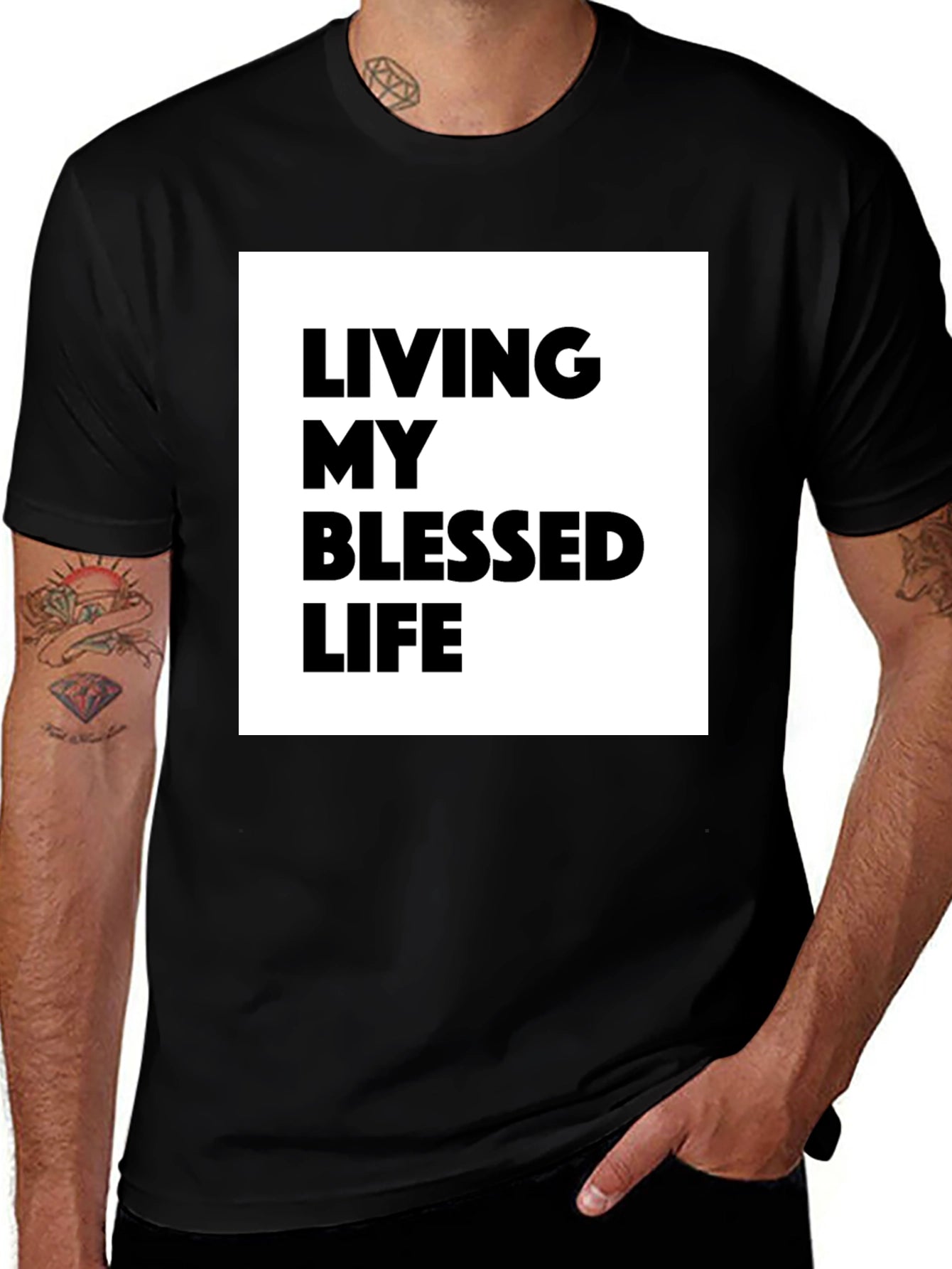 Blessed Life Graphic Tee - Black Cotton T-Shirt