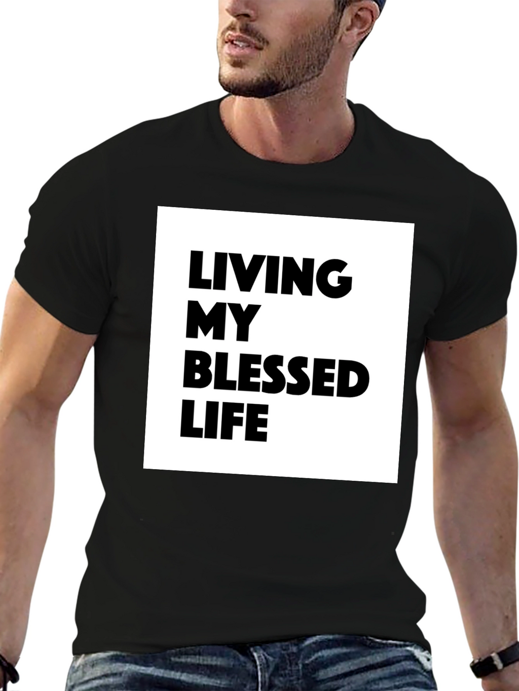Blessed Life Graphic Tee - Black Cotton T-Shirt