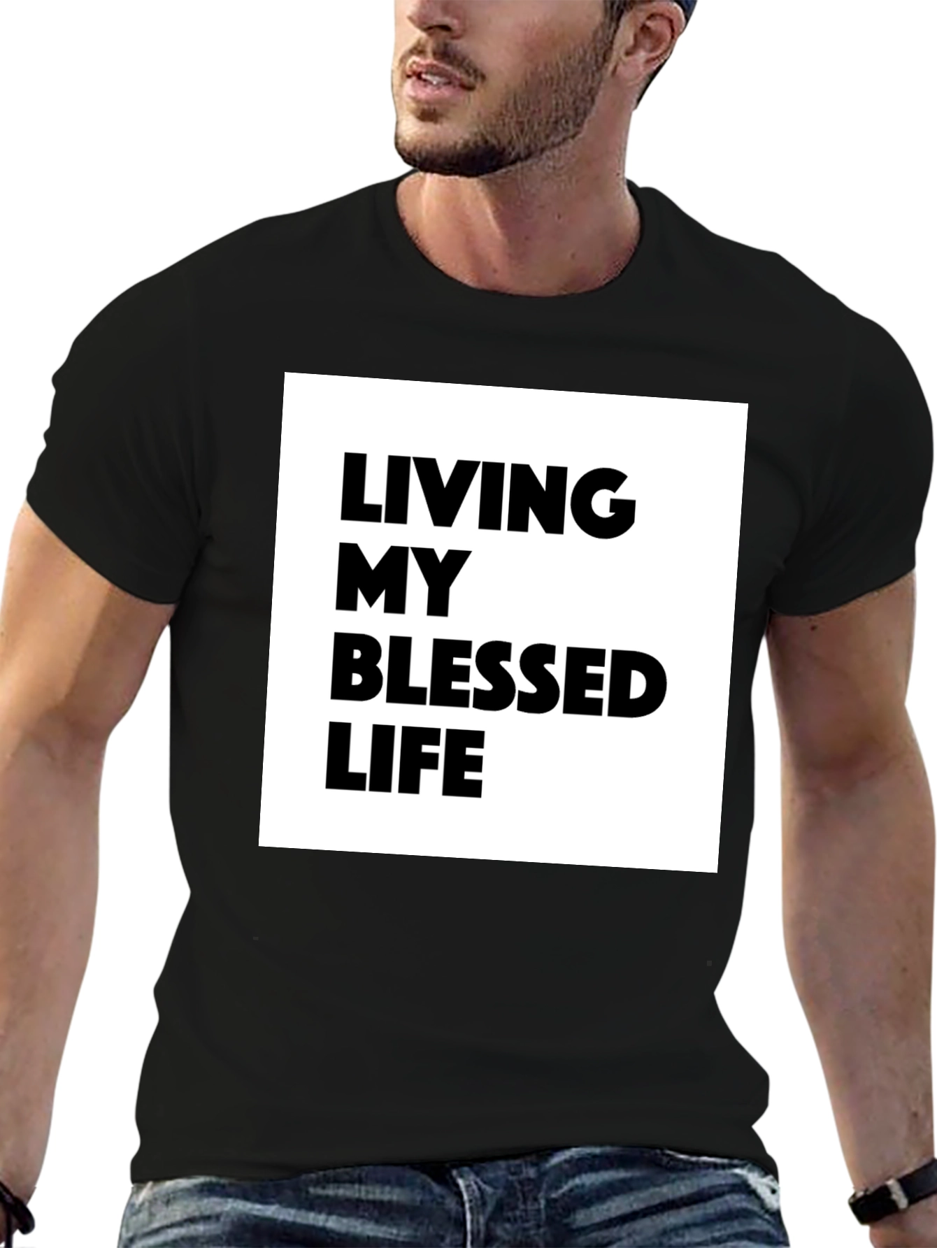Blessed Life Graphic Tee - Black Cotton T-Shirt