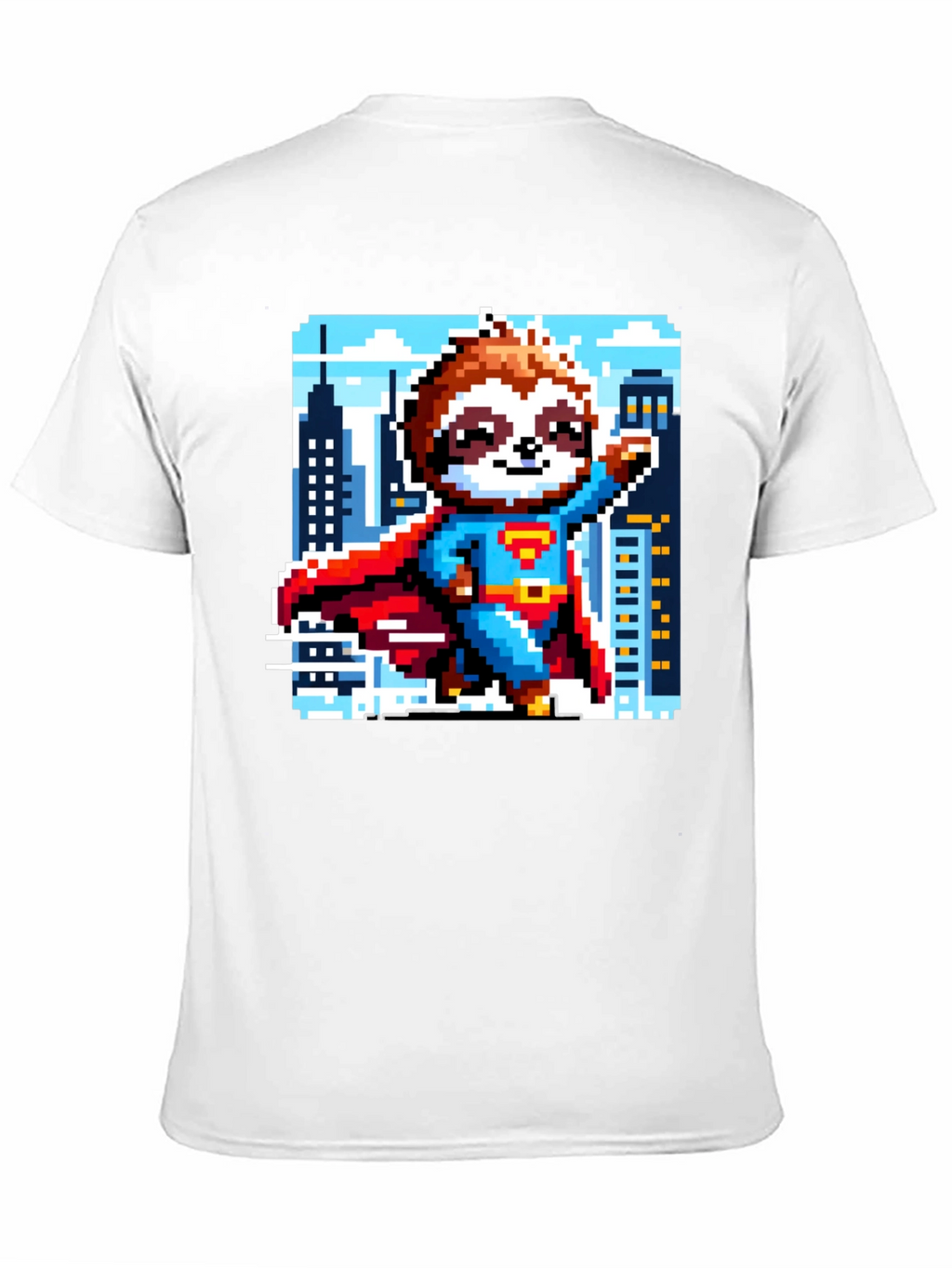 Pixel Sloth Superman T-Shirt - Heroic Comfort!