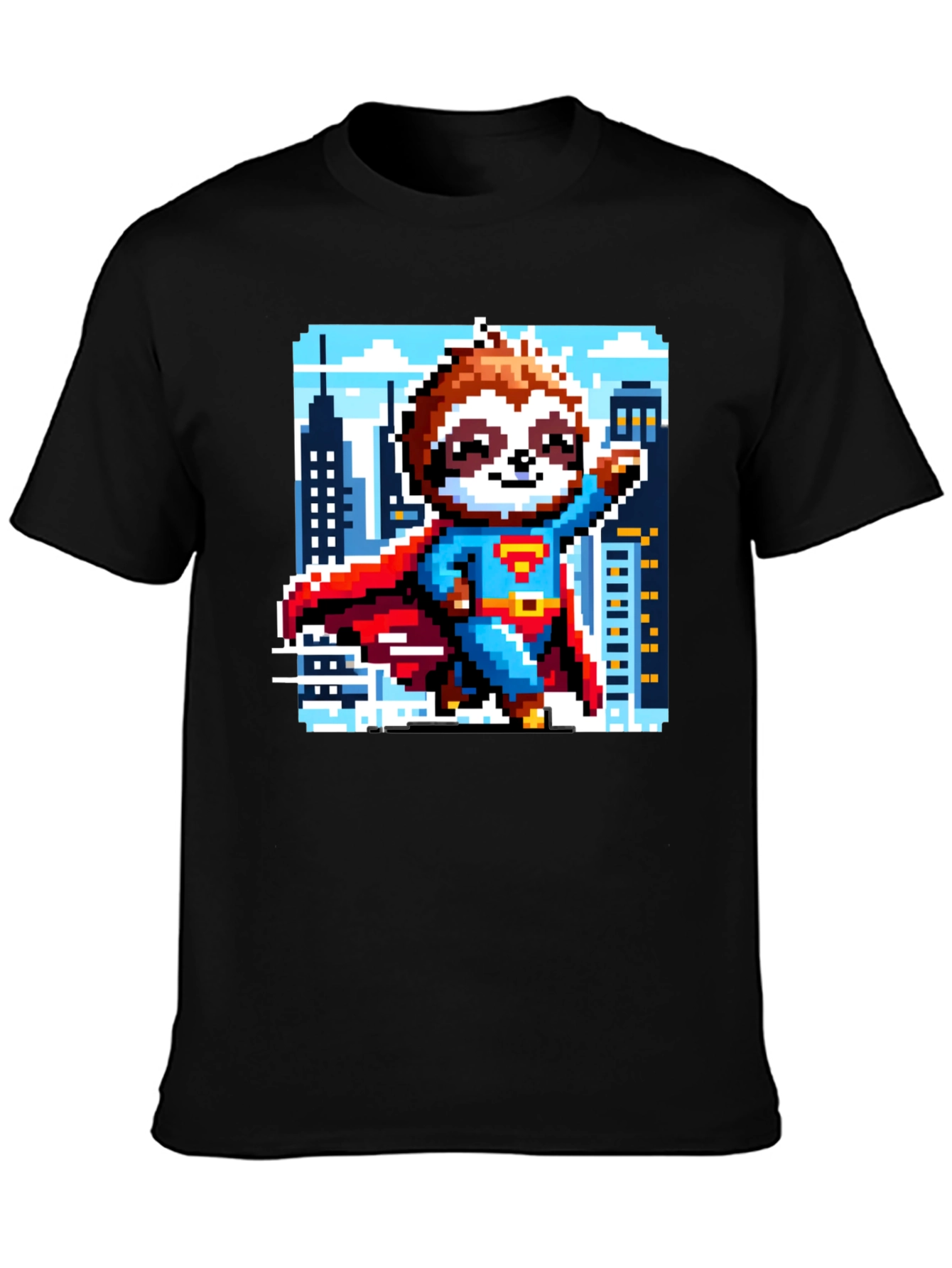 Pixel Sloth Superman T-Shirt - Heroic Comfort!