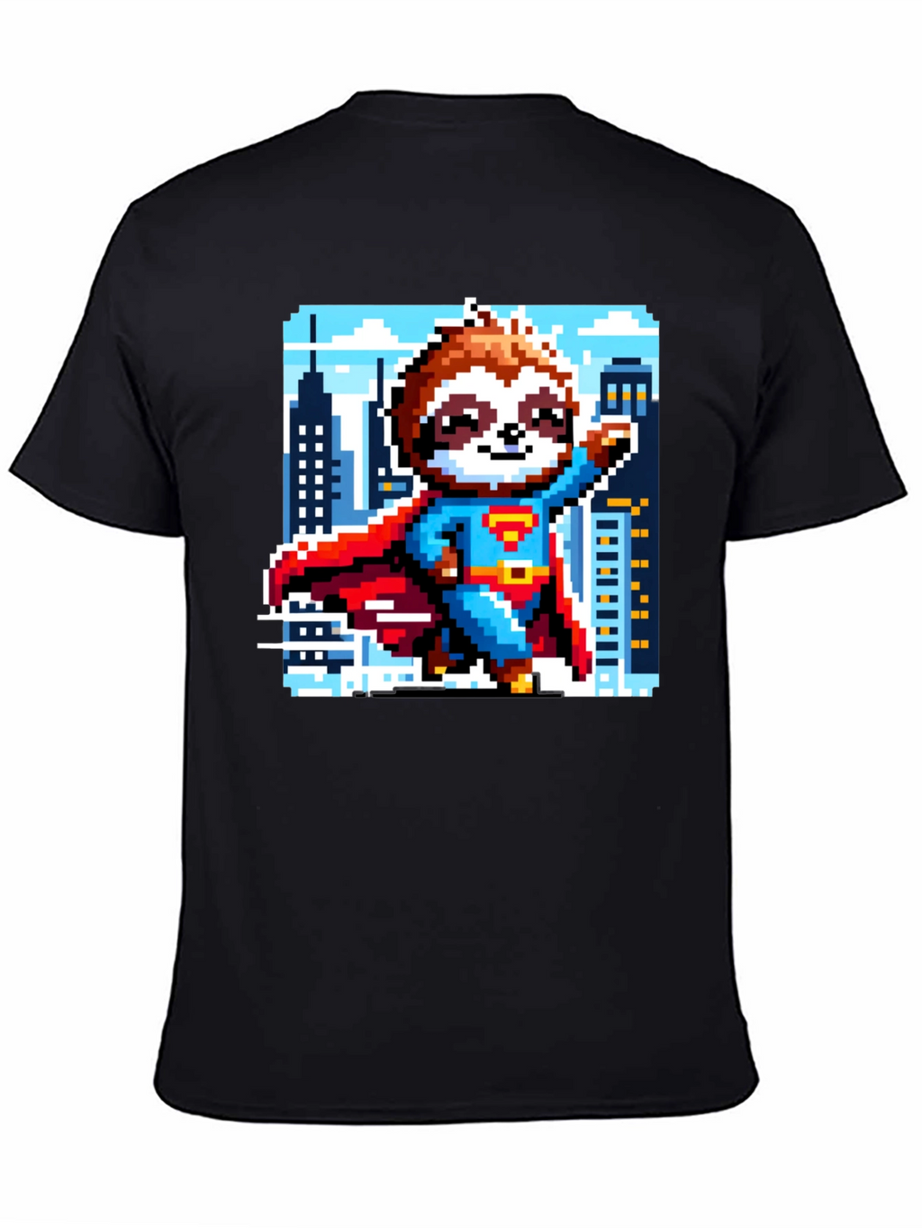 Pixel Sloth Superman T-Shirt - Heroic Comfort!