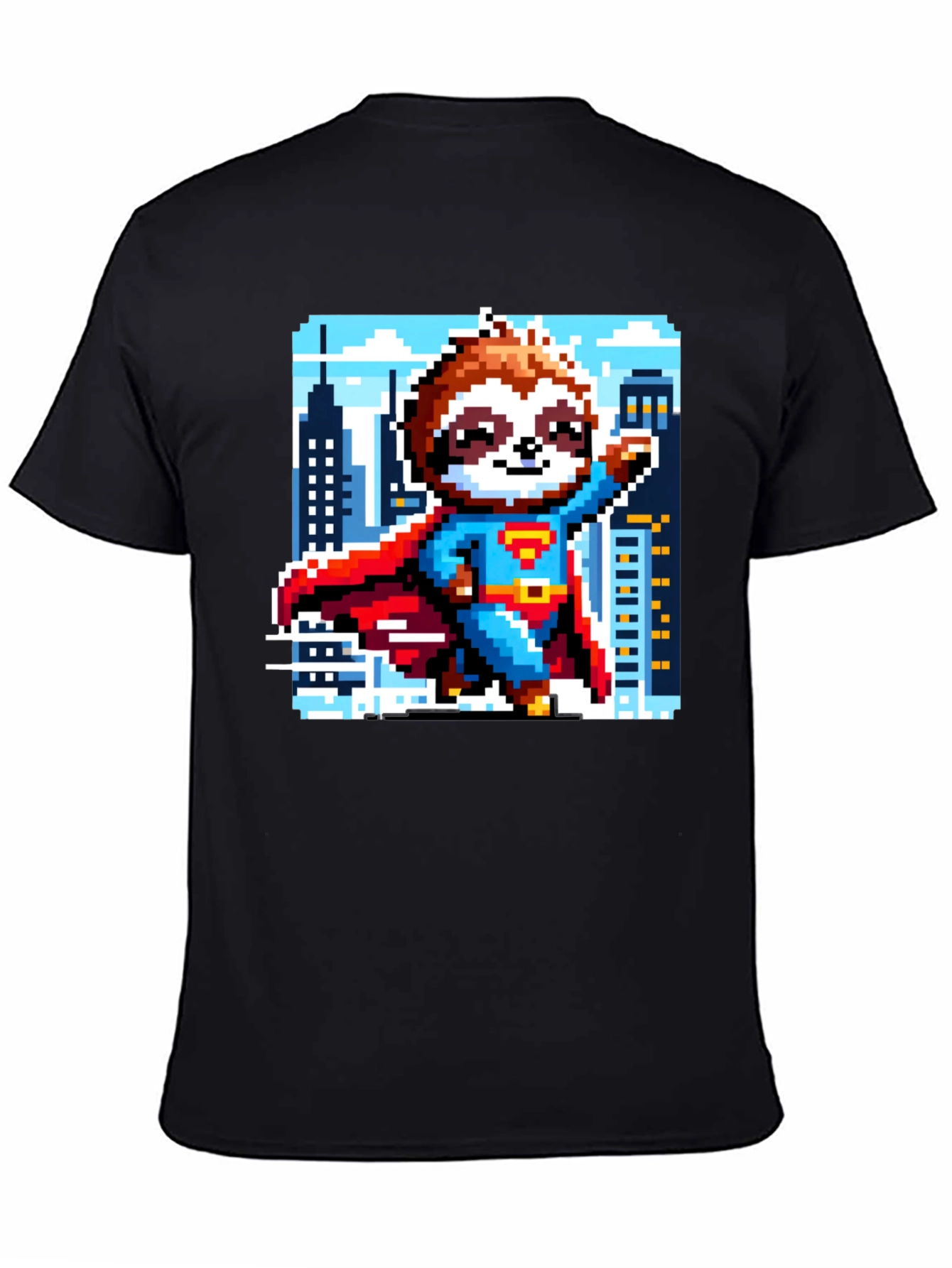 Pixel Sloth Superman T-Shirt - Heroic Comfort!